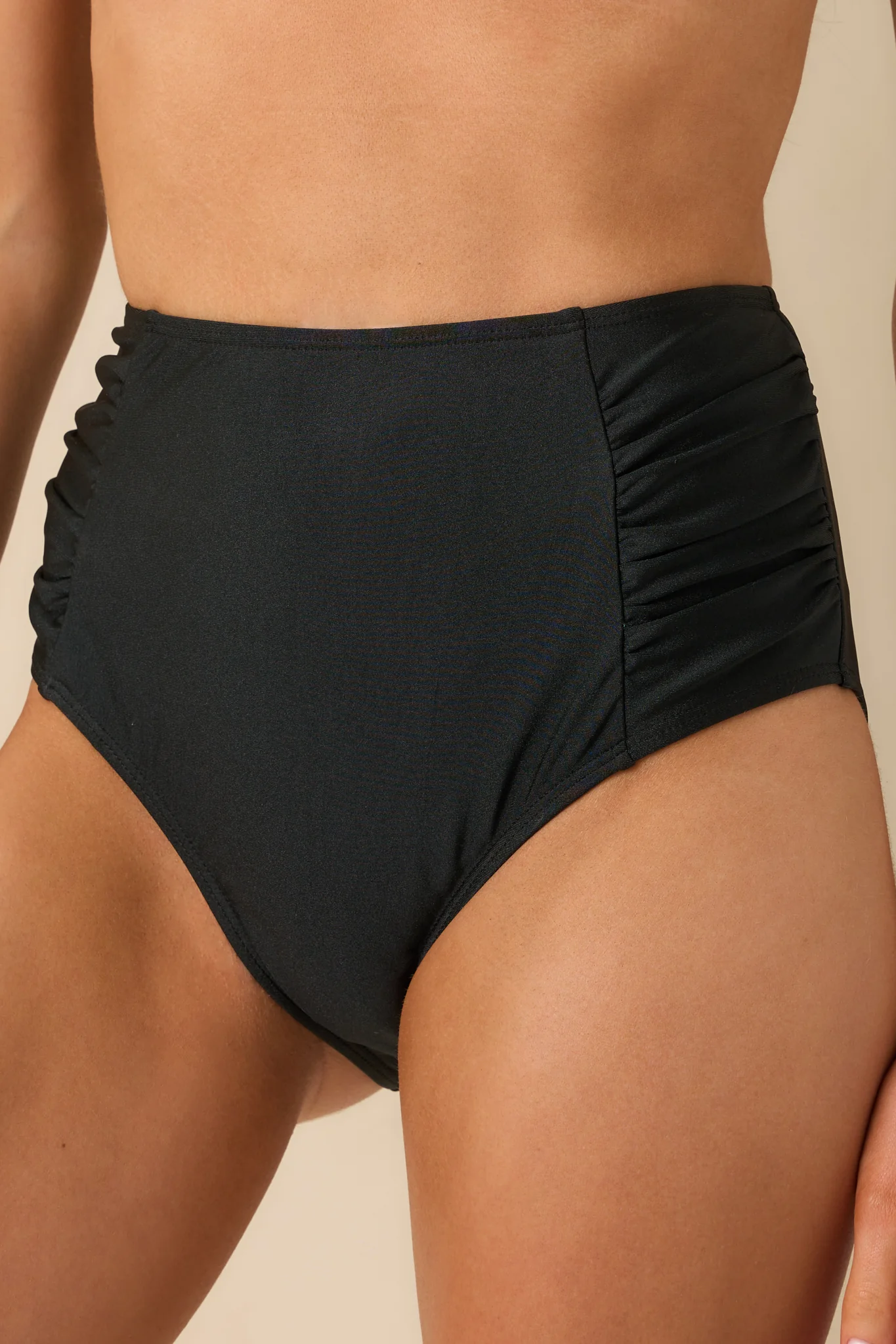 The Sun Is Shining Black High Waisted Ruched Bikini Bottoms