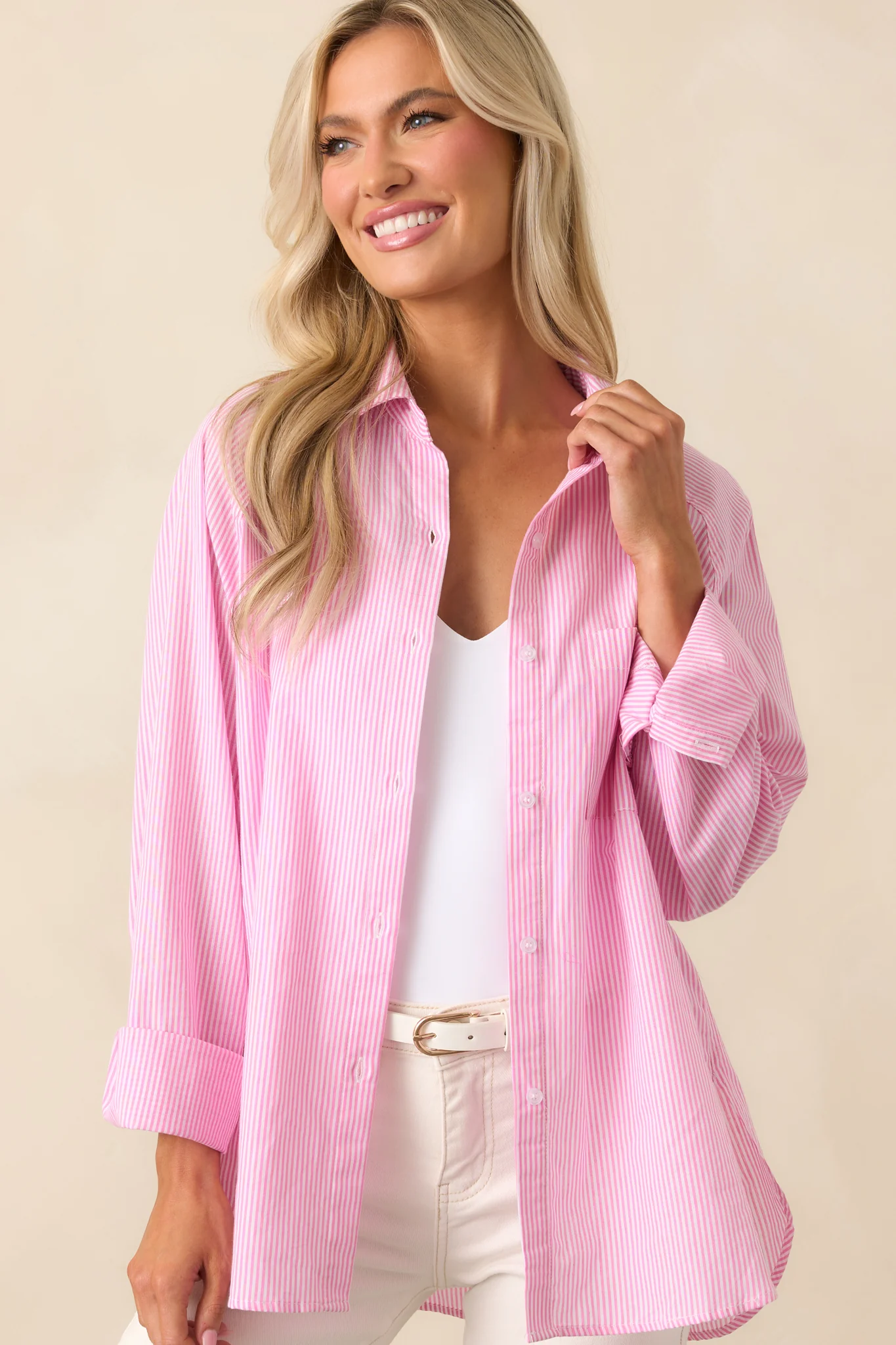 Sutton Peony Pink Stripe Cotton Top