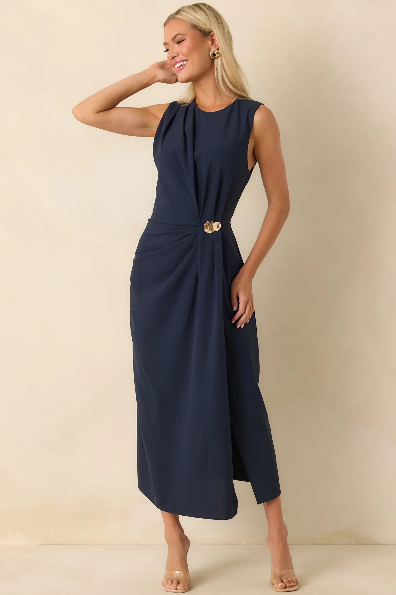 Move With Purpose Navy Ruched Maxi Dress