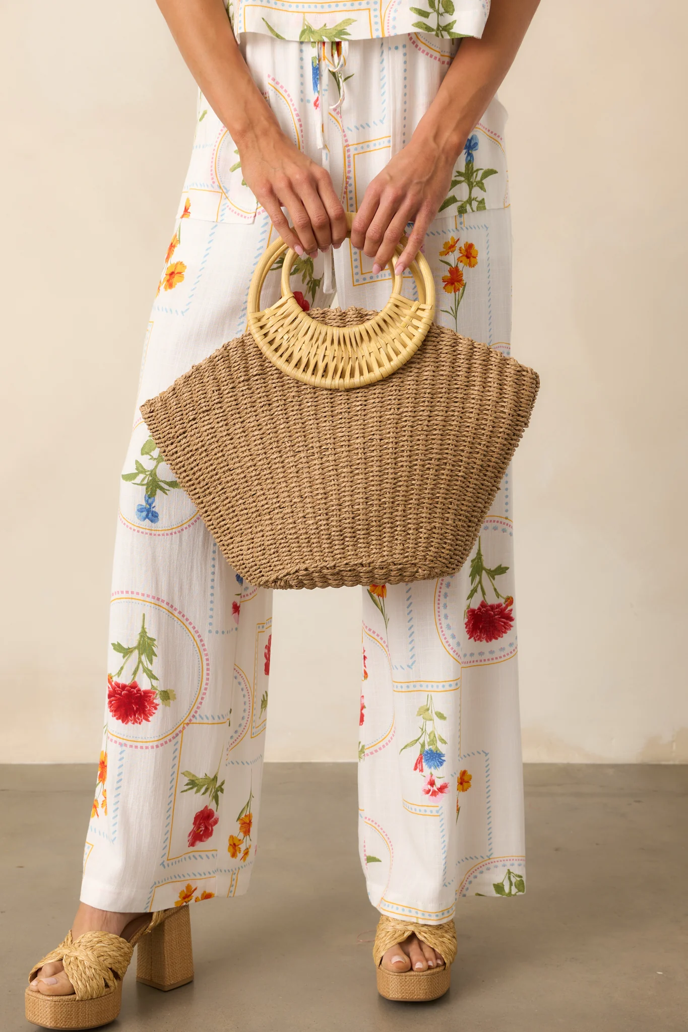 The Calm Of The Coast Tan Raffia Woven Handbag