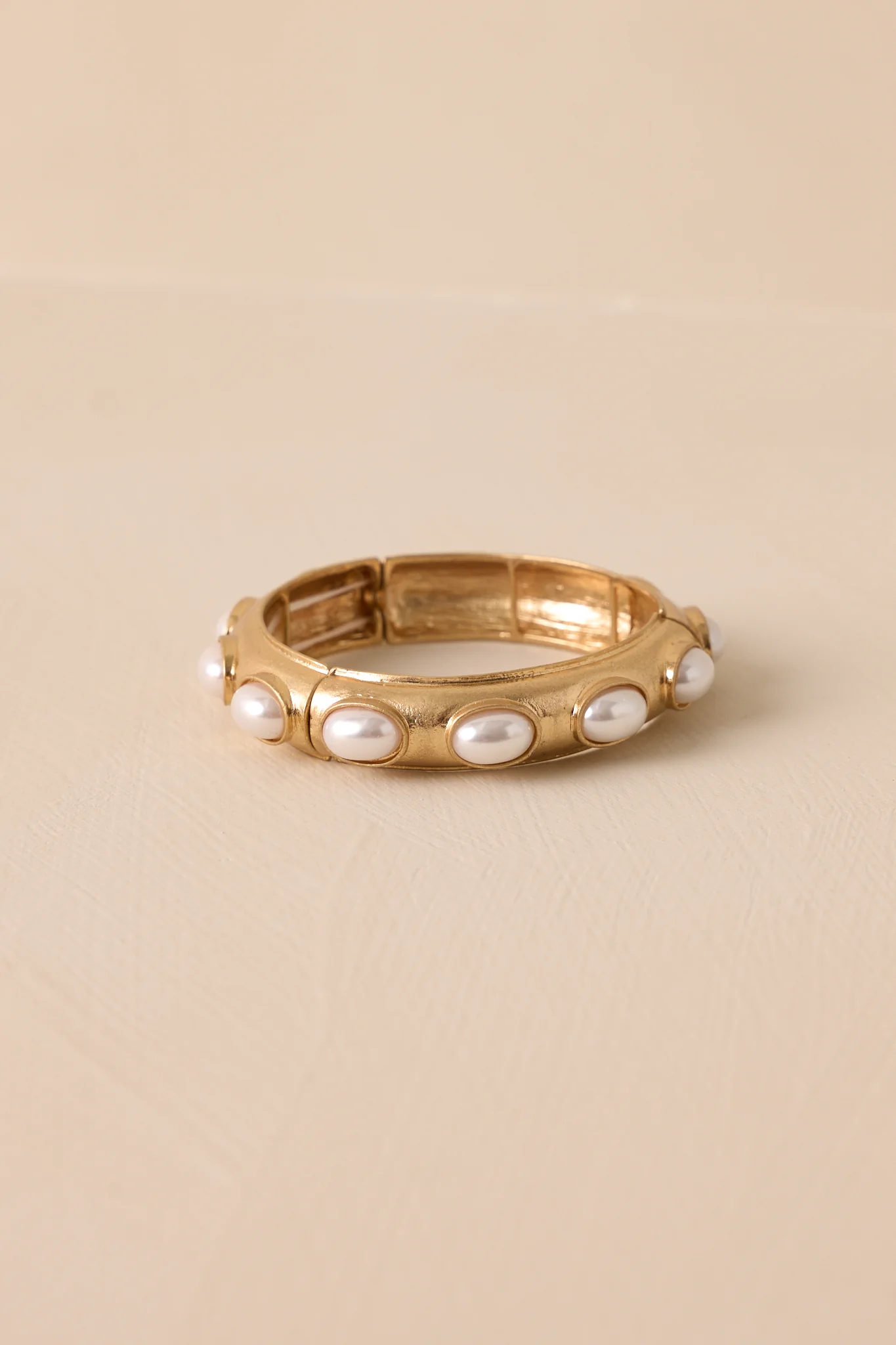 Radiant Row Worn Gold Pearl Bracelet