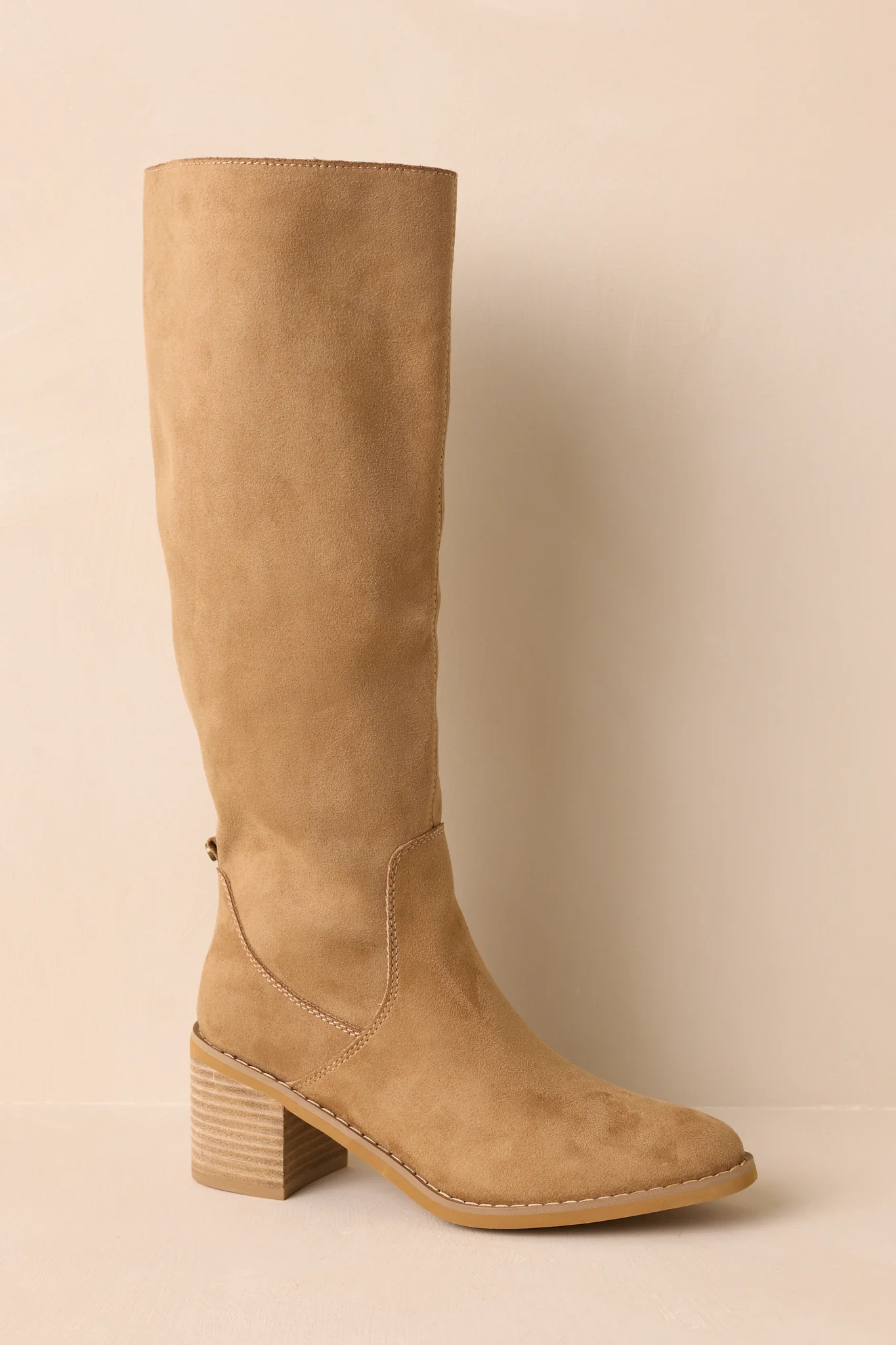 Tan Faux Suede Knee High Boots
