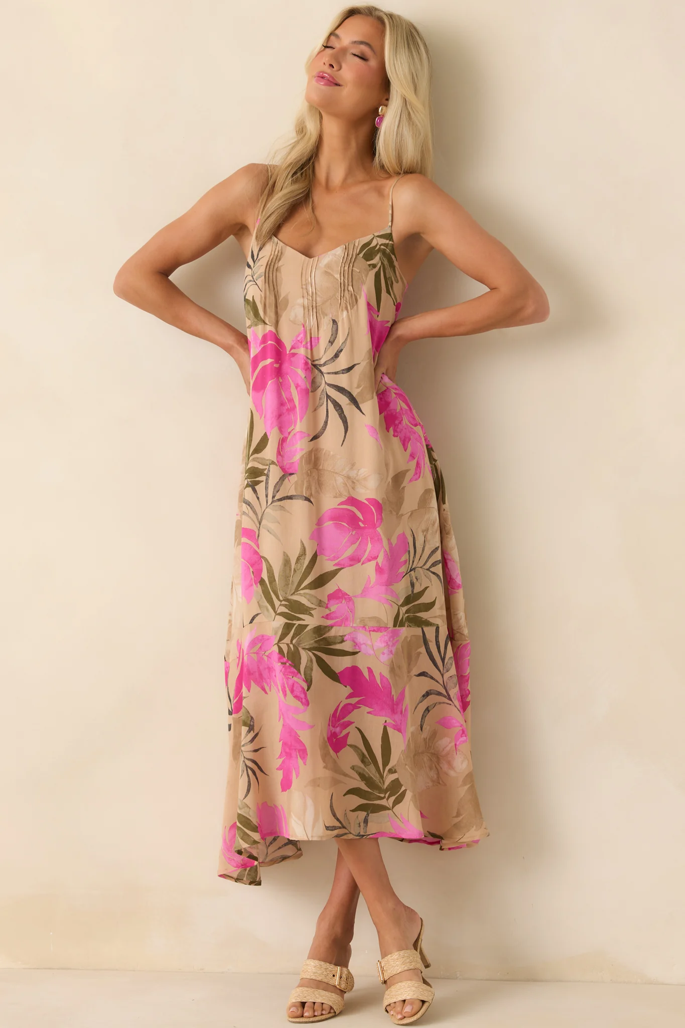 Z Supply Tan Multi Print Benson Tropical Maxi Dress