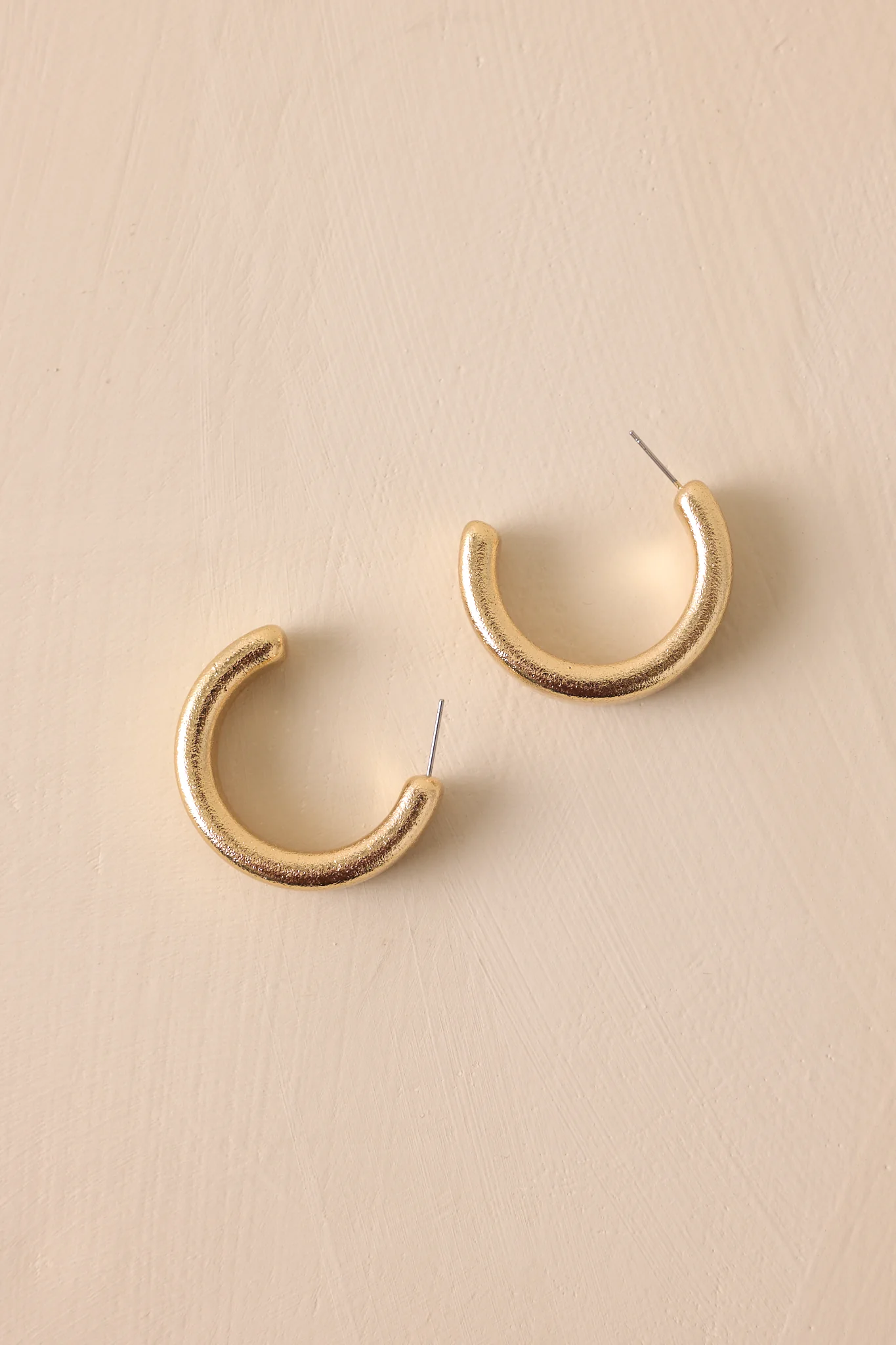 Gleaming Orbit Thick Gold Textured Hoop Earrings
