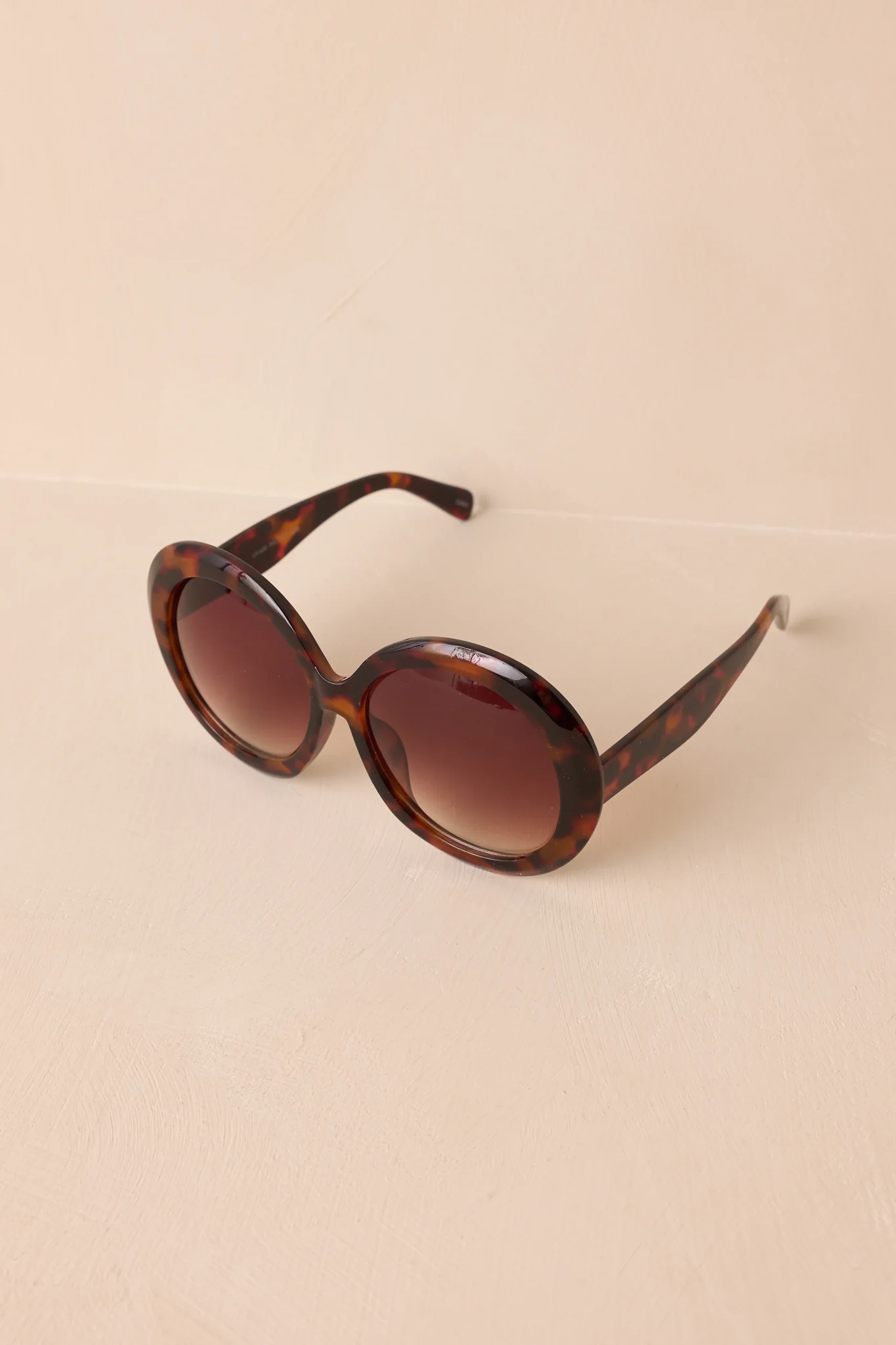 Happiness Comes In Waves Brown Tortoise Round Sunglasses
