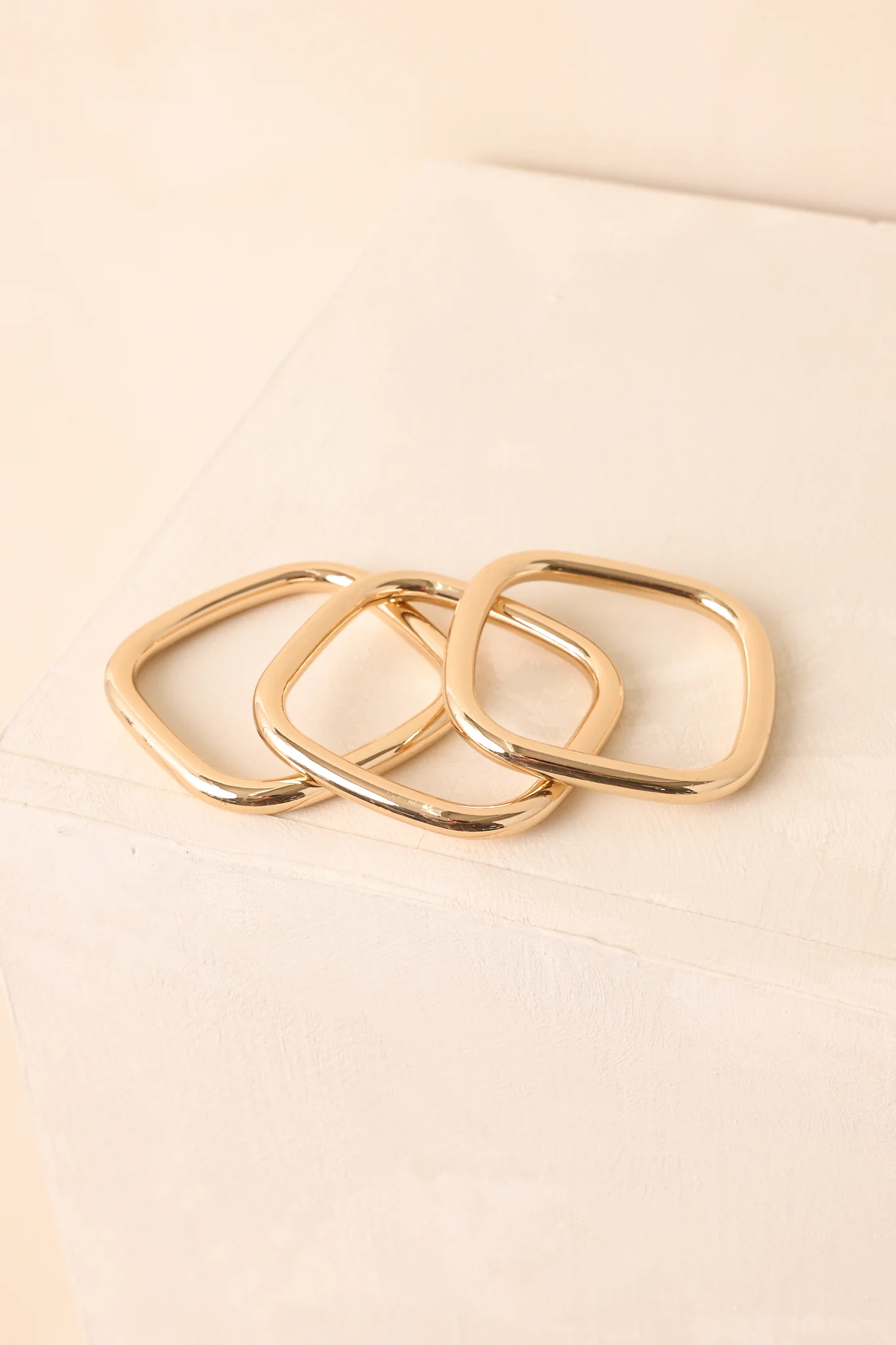 Looking My Way Gold Square Bangle Bracelet Set