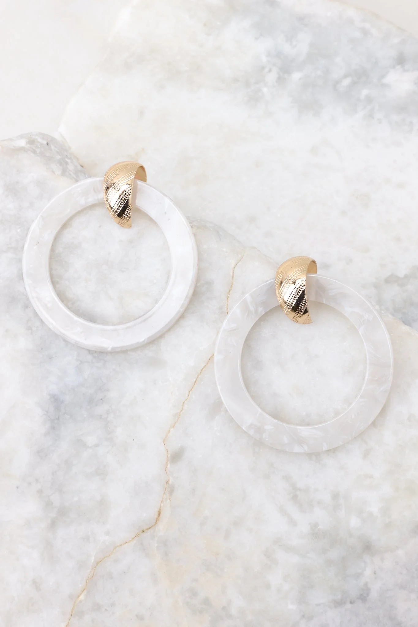 Divine Goddess Gold And White Earrings