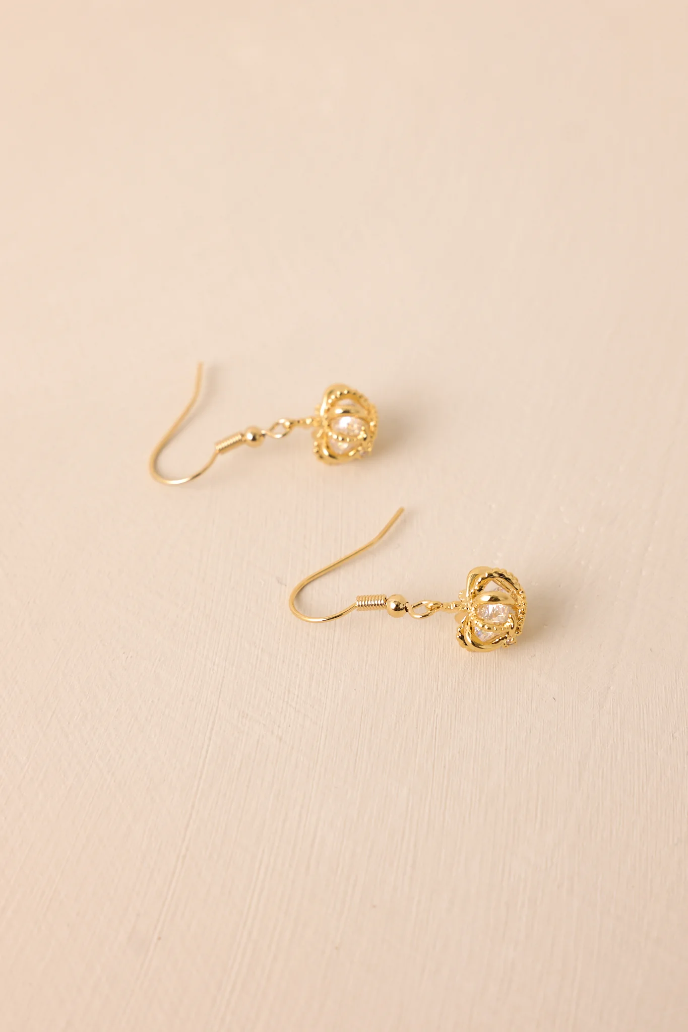 Royal Touch Gold Crown Drop Earrings