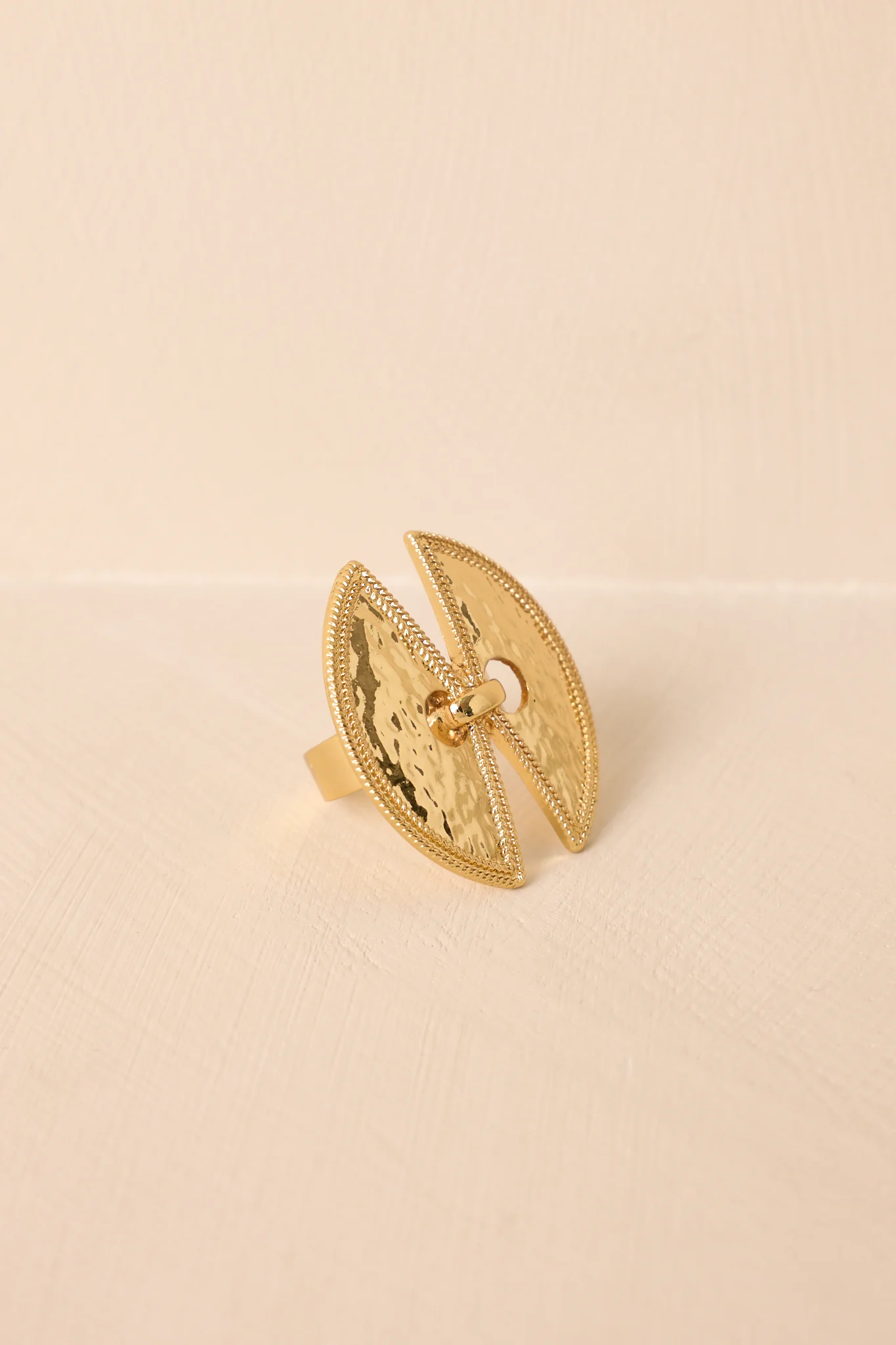 Sunset Hideaway Hammered Gold Adjustable Statement Ring
