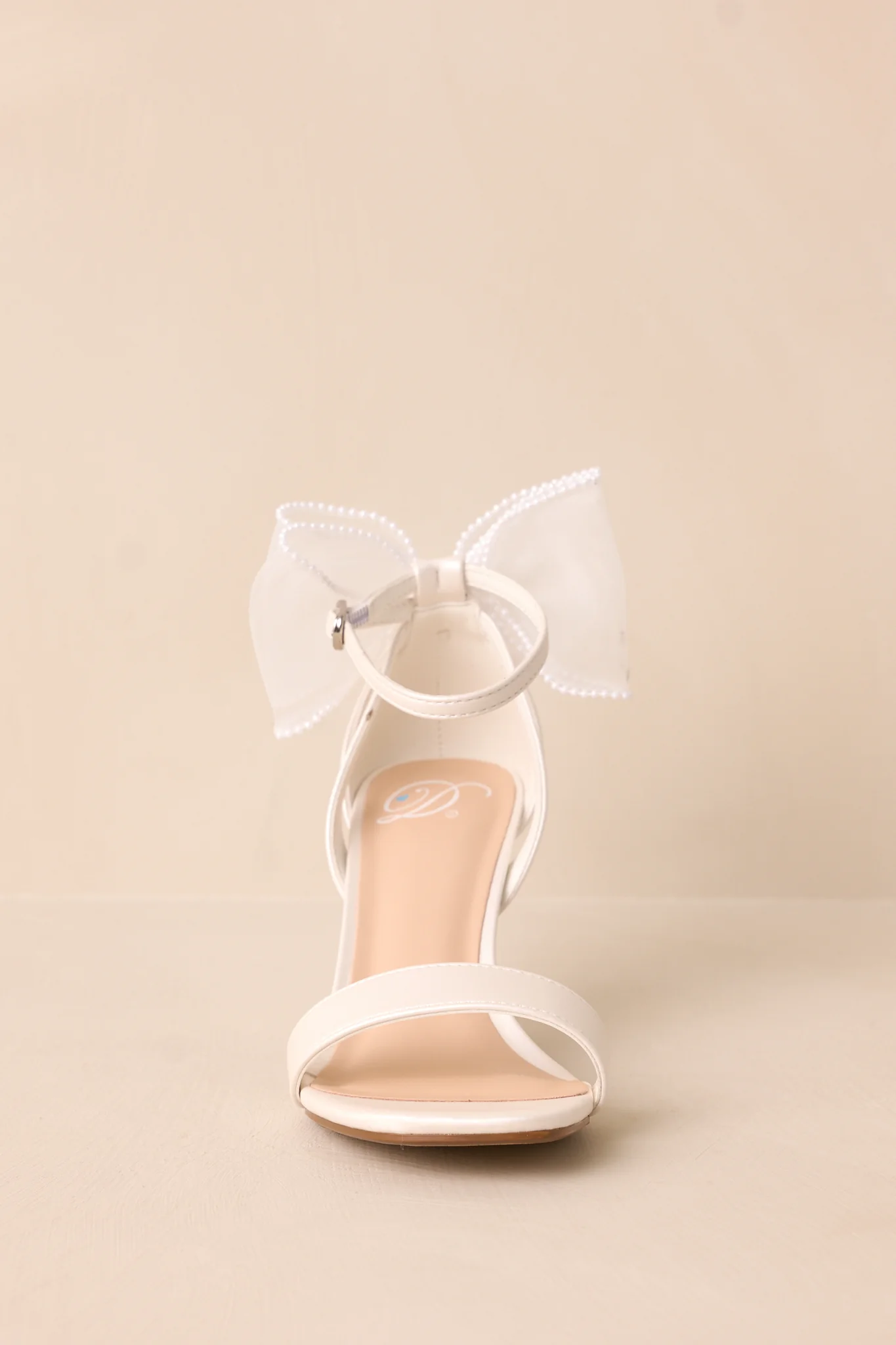 Follow Your Heart Ivory Satin Bow Back Kitten Heels