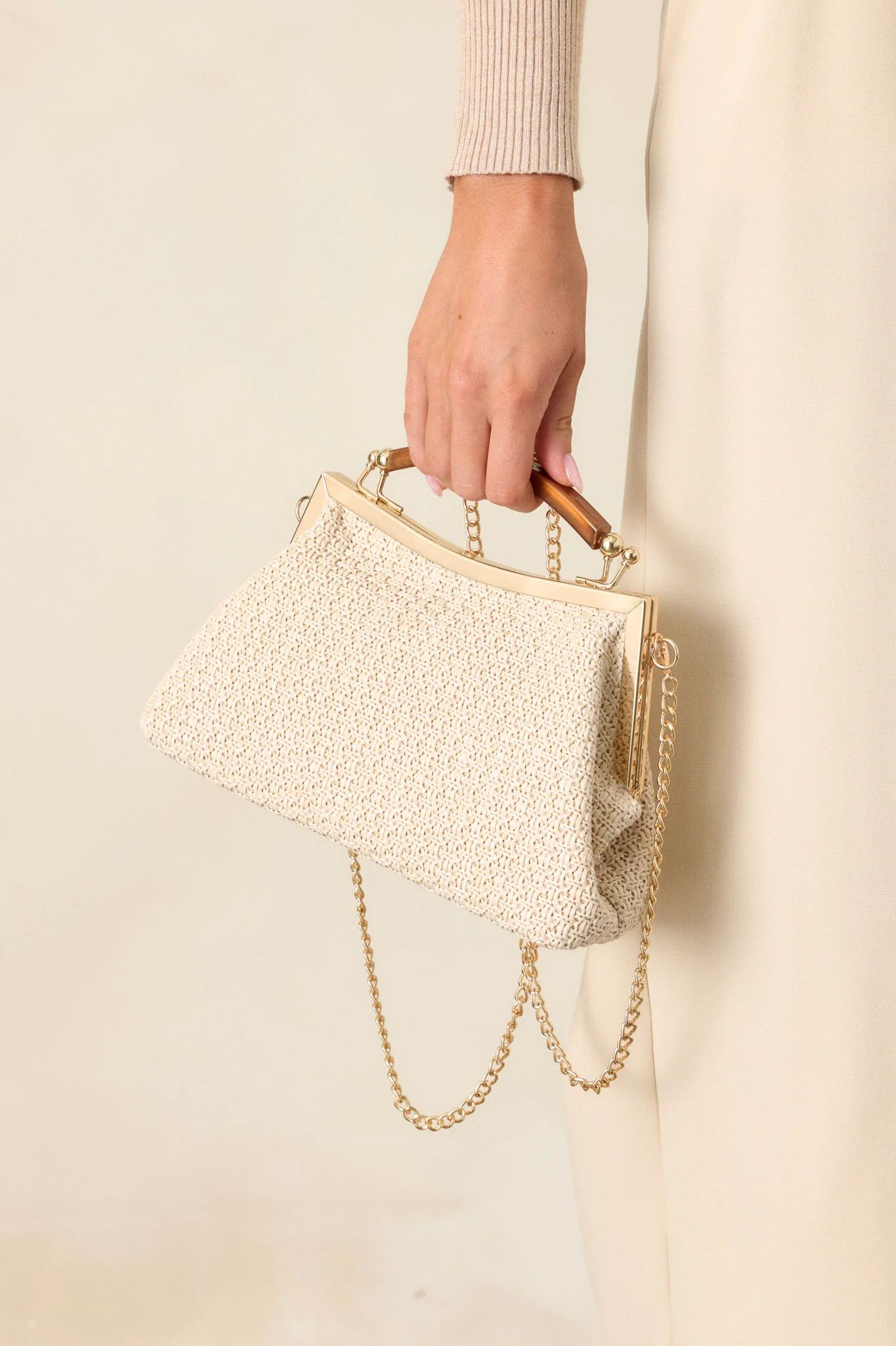 Talk Of The Town Natural Woven Handbag