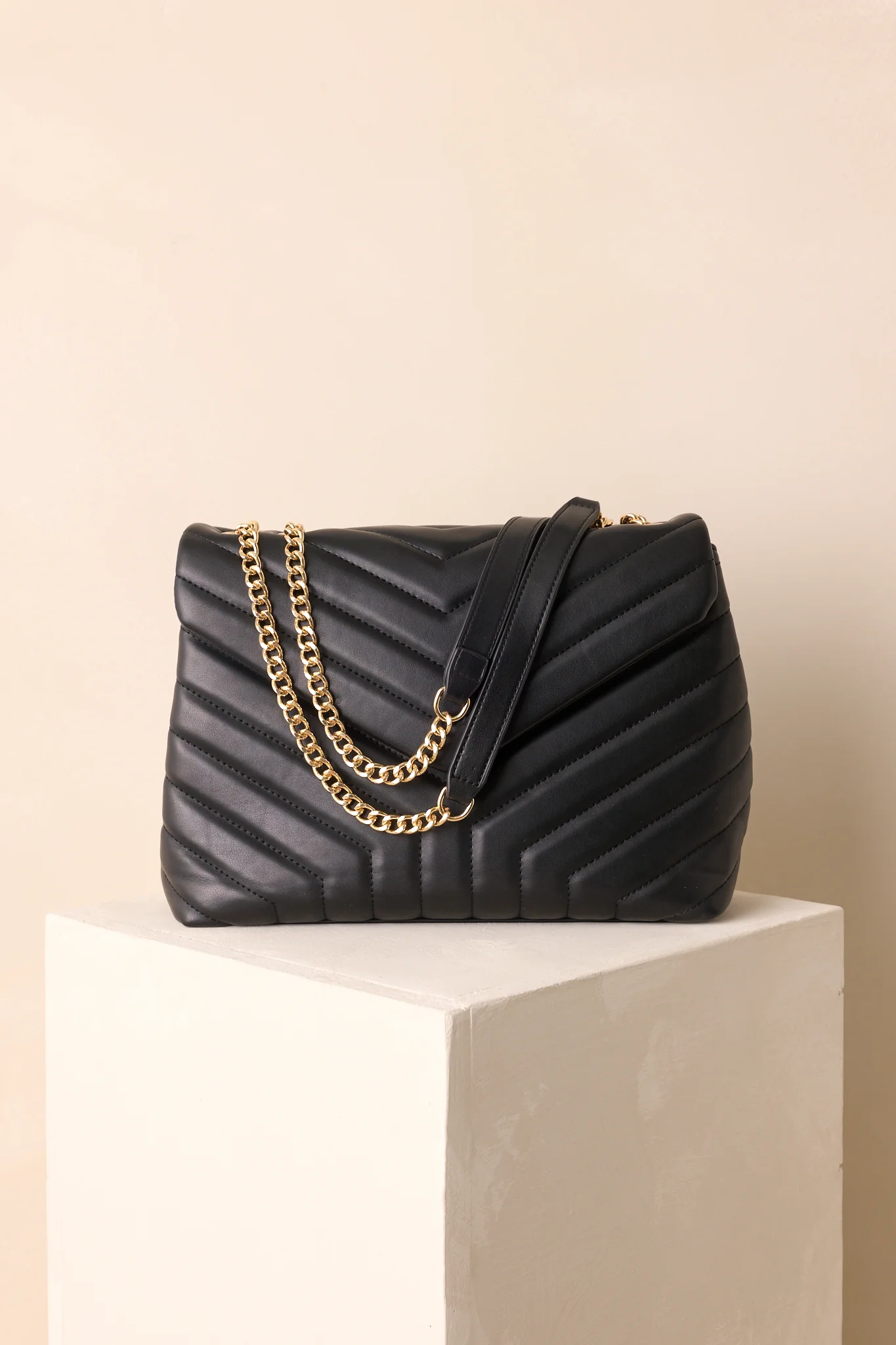 Just Let It Be Black Quilted Handbag