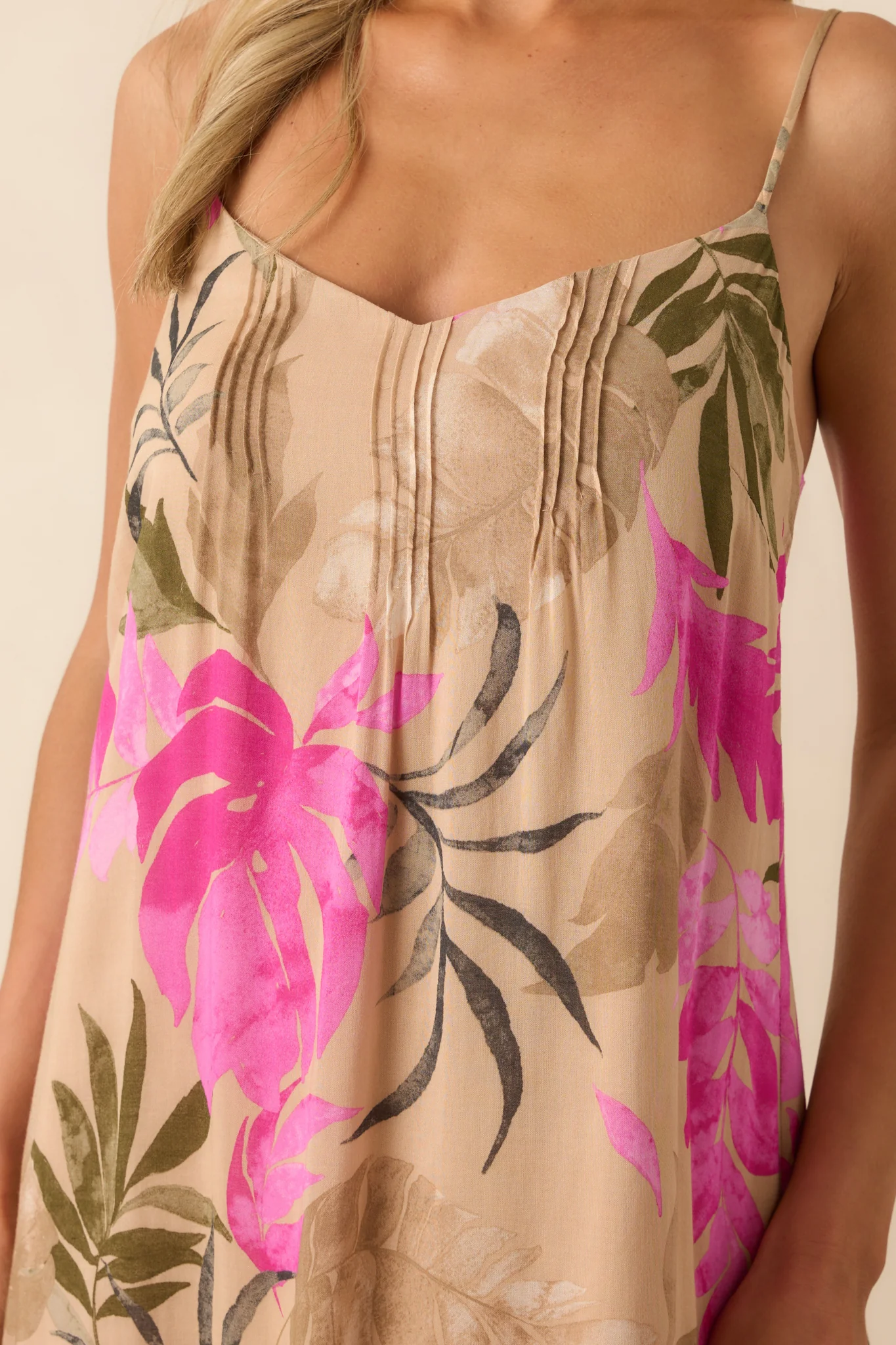 Z Supply Tan Multi Print Benson Tropical Maxi Dress