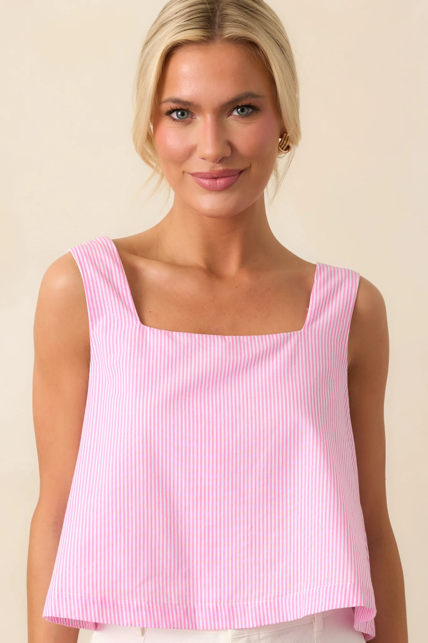 Pink Stripe Cotton Crop Top
