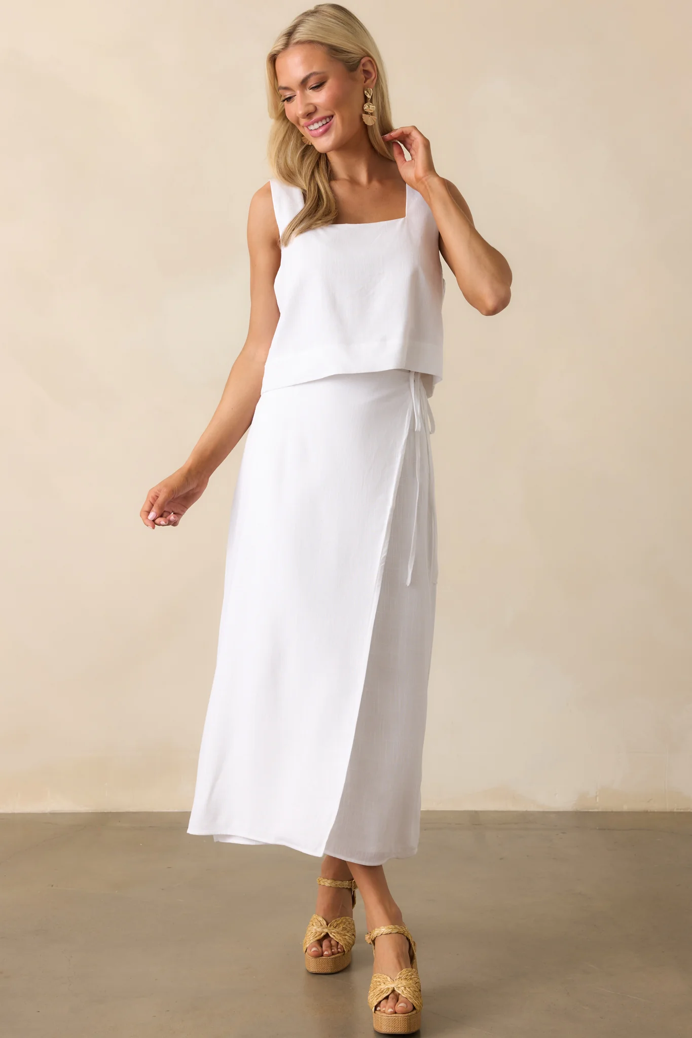 Blissfully Chill Days White Linen Blend Sleeveless Crop Top
