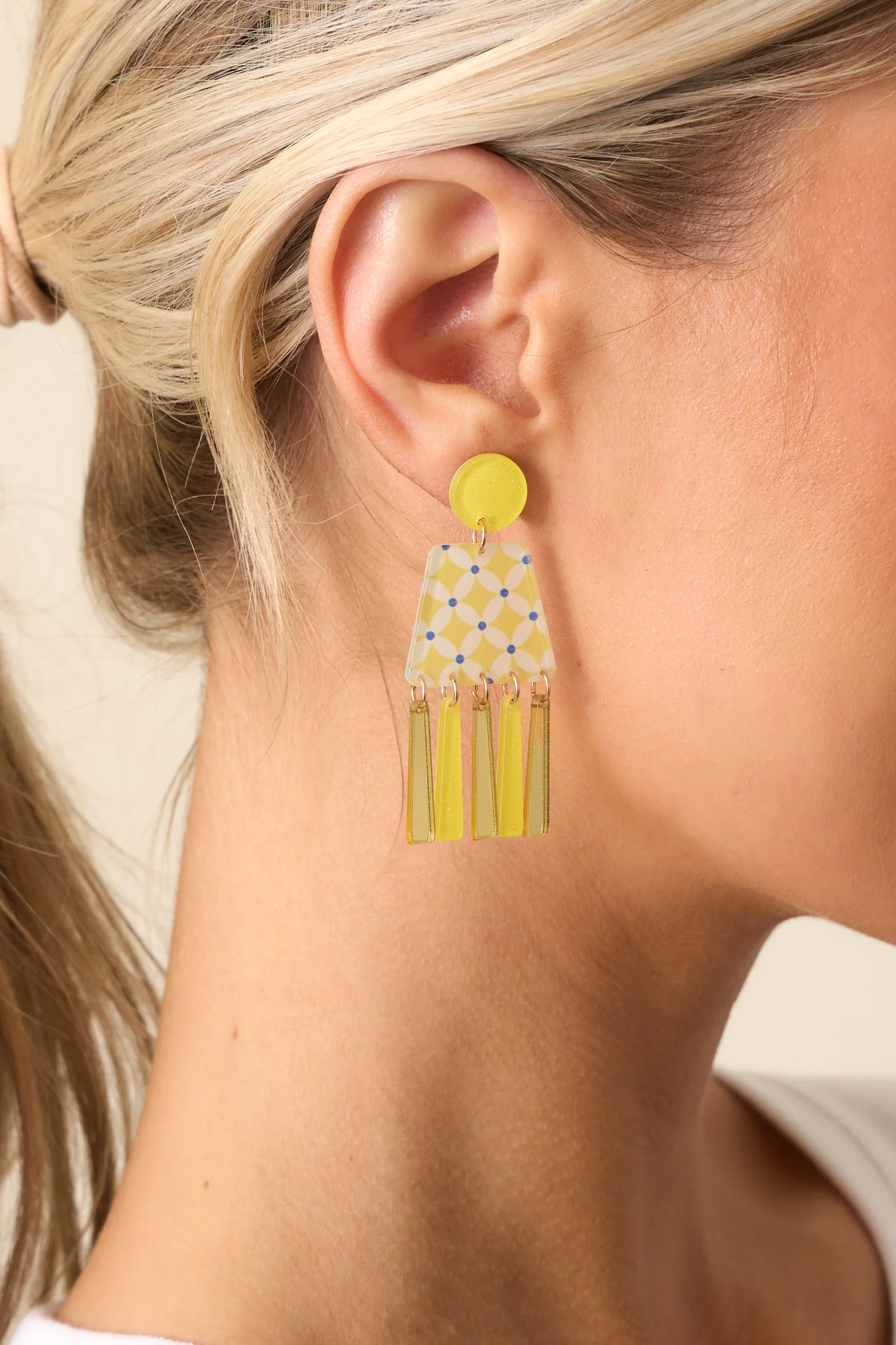 Make It Yours Yellow Geometric Drop Earrings