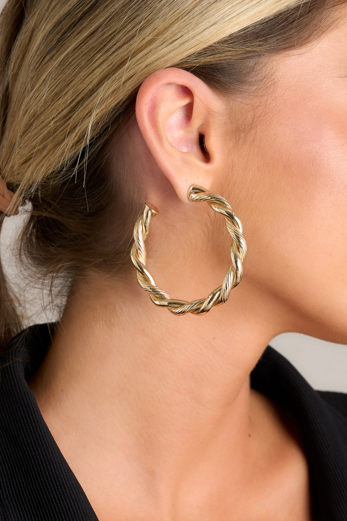 Gilded Grace Twisted Gold Hoop Earrings