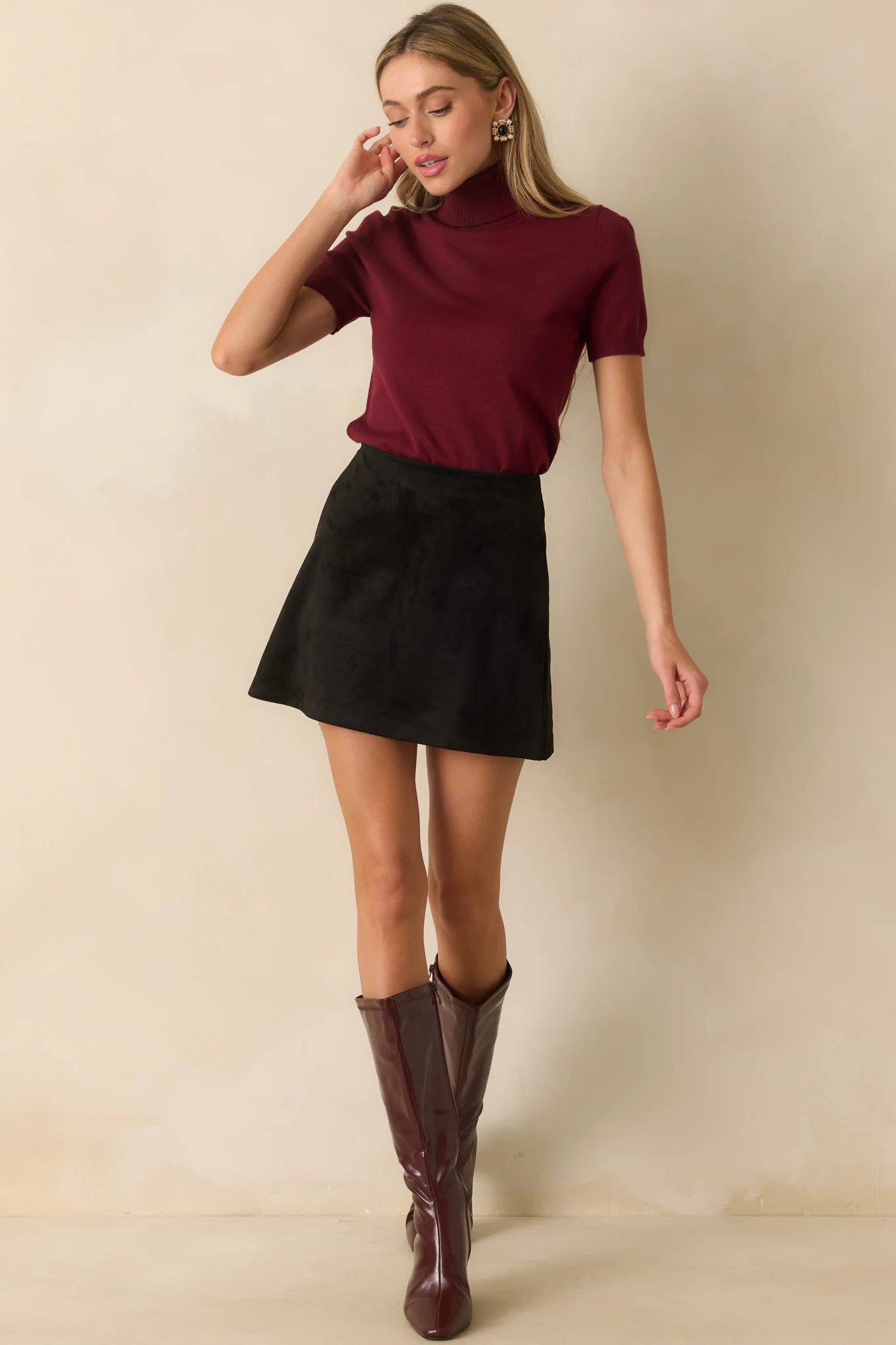 Black Faux Suede Mini Skirt