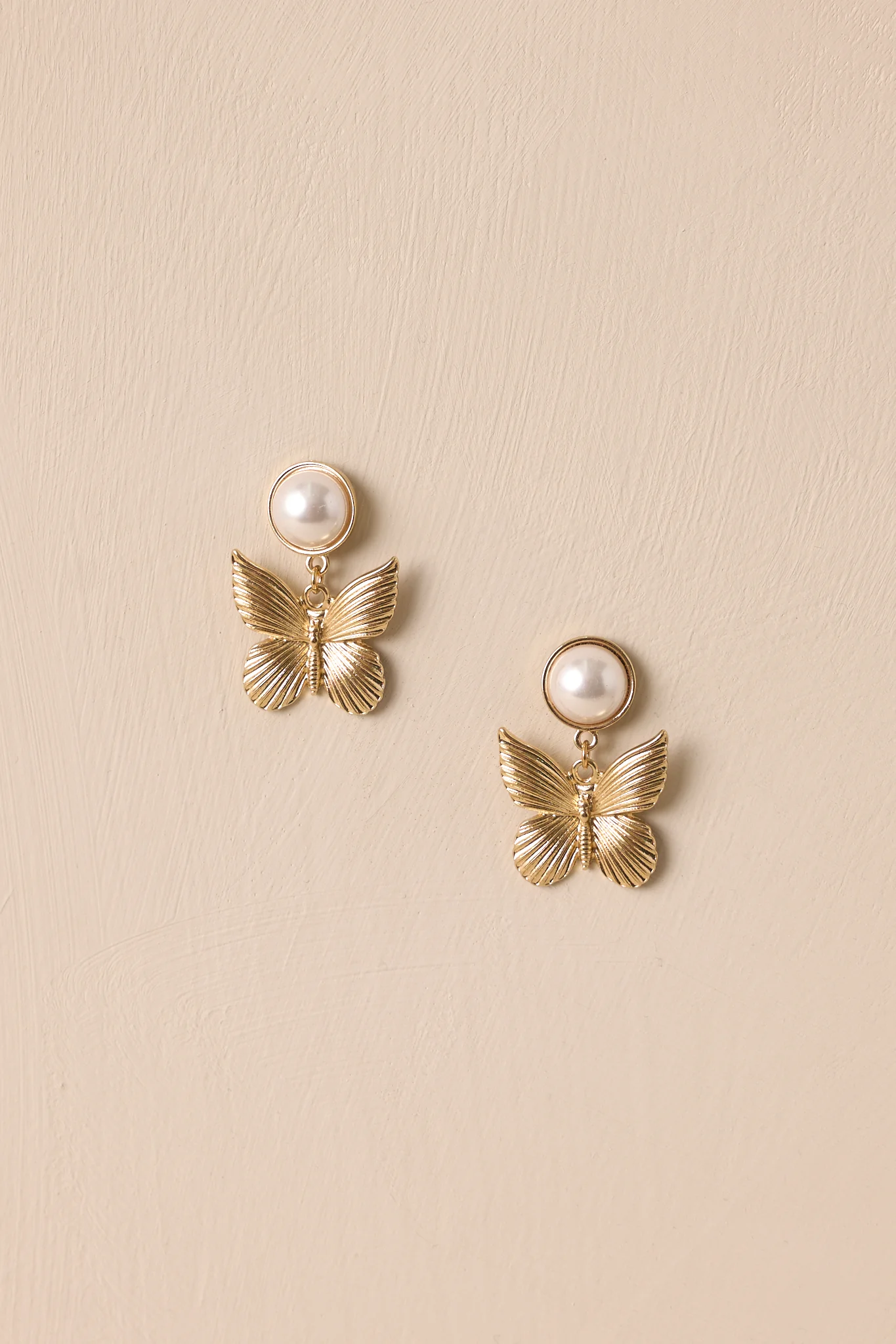 Delicate Flutter Gold & Ivory Pearl Earrings