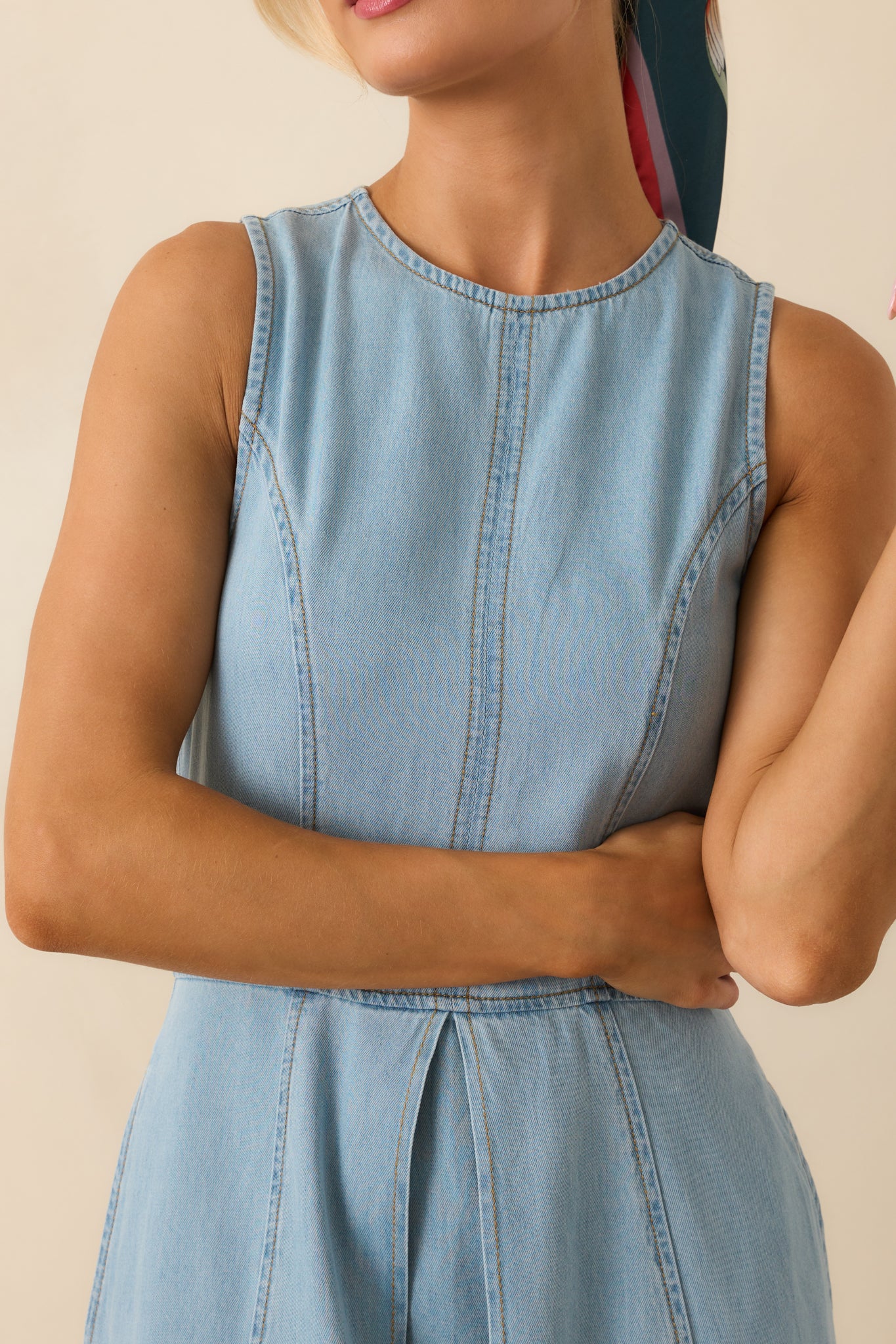 Staple The Label Light Wash Amelia Chambray Midi Dress