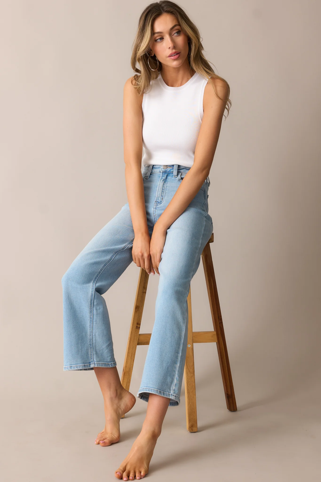 When The Time Is Right Ivory Ribbed Tank Top