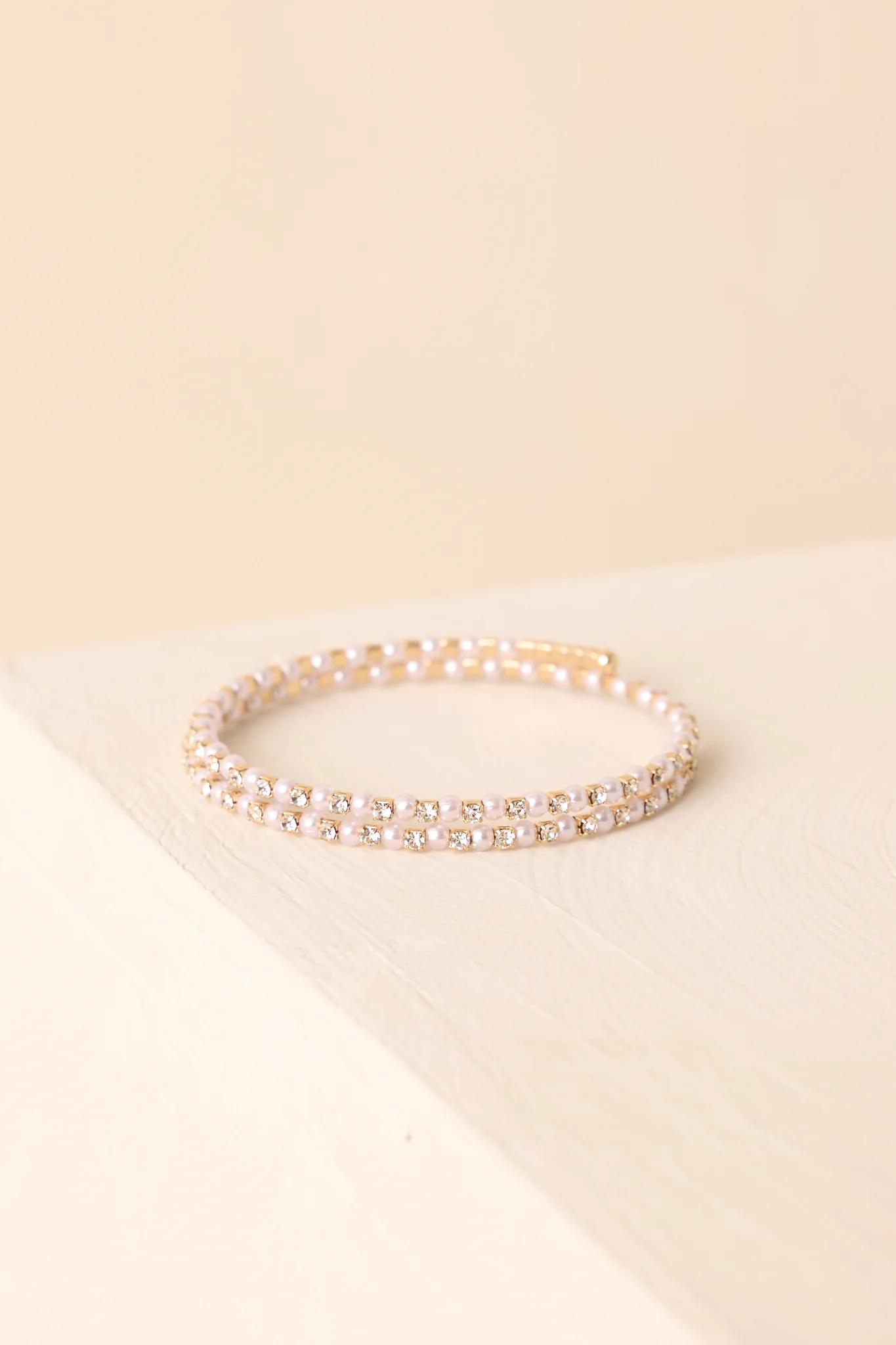 Let’s Be Clear Ivory Pearl Rhinestone Wrap Bracelet