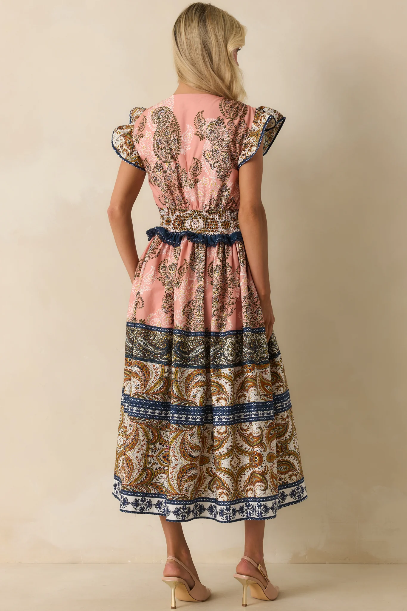 The Way It Goes Rose Pink Multi Print Cotton Midi Dress