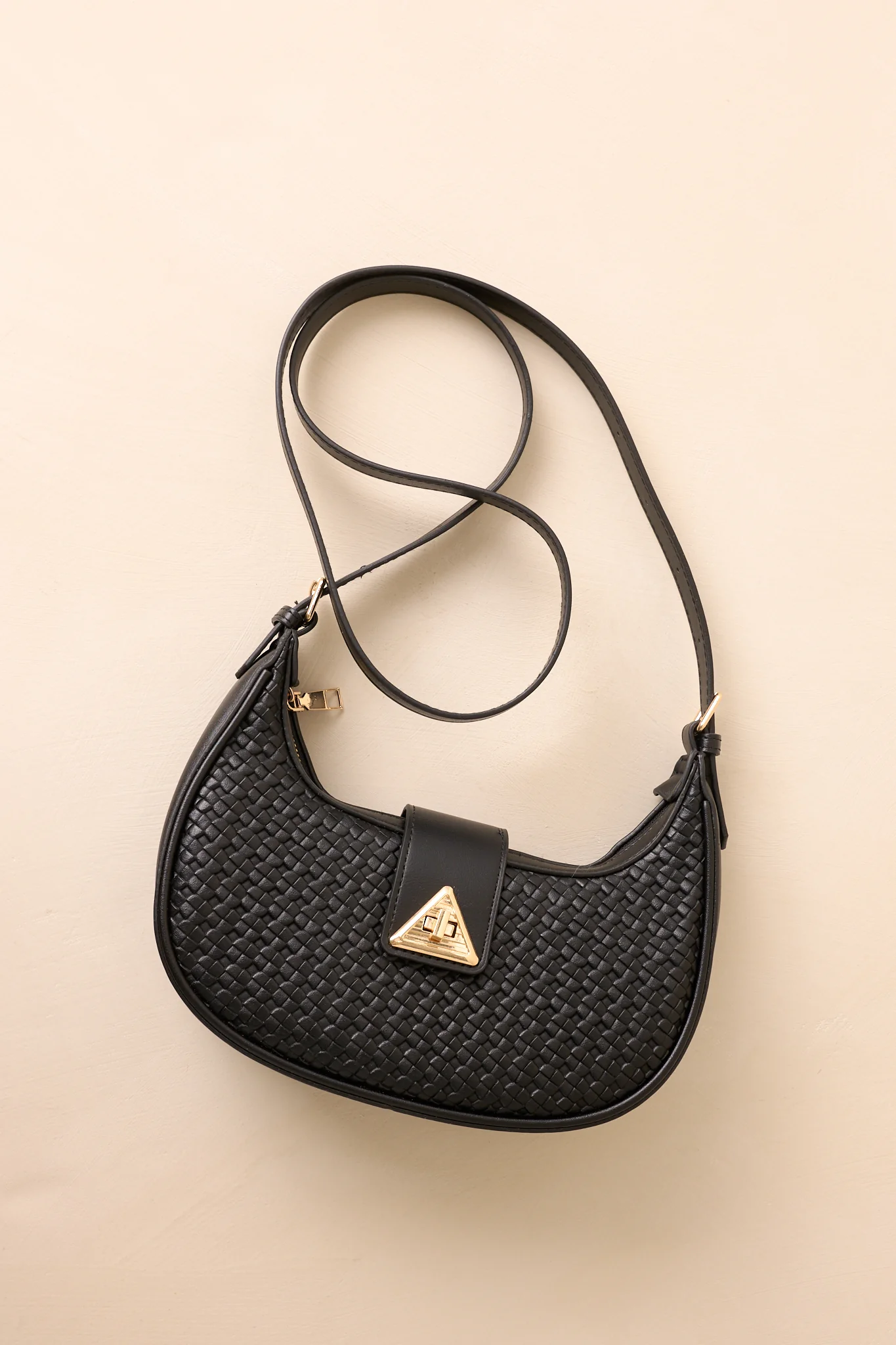 Trust Me On This One Black Woven Faux Leather Handbag