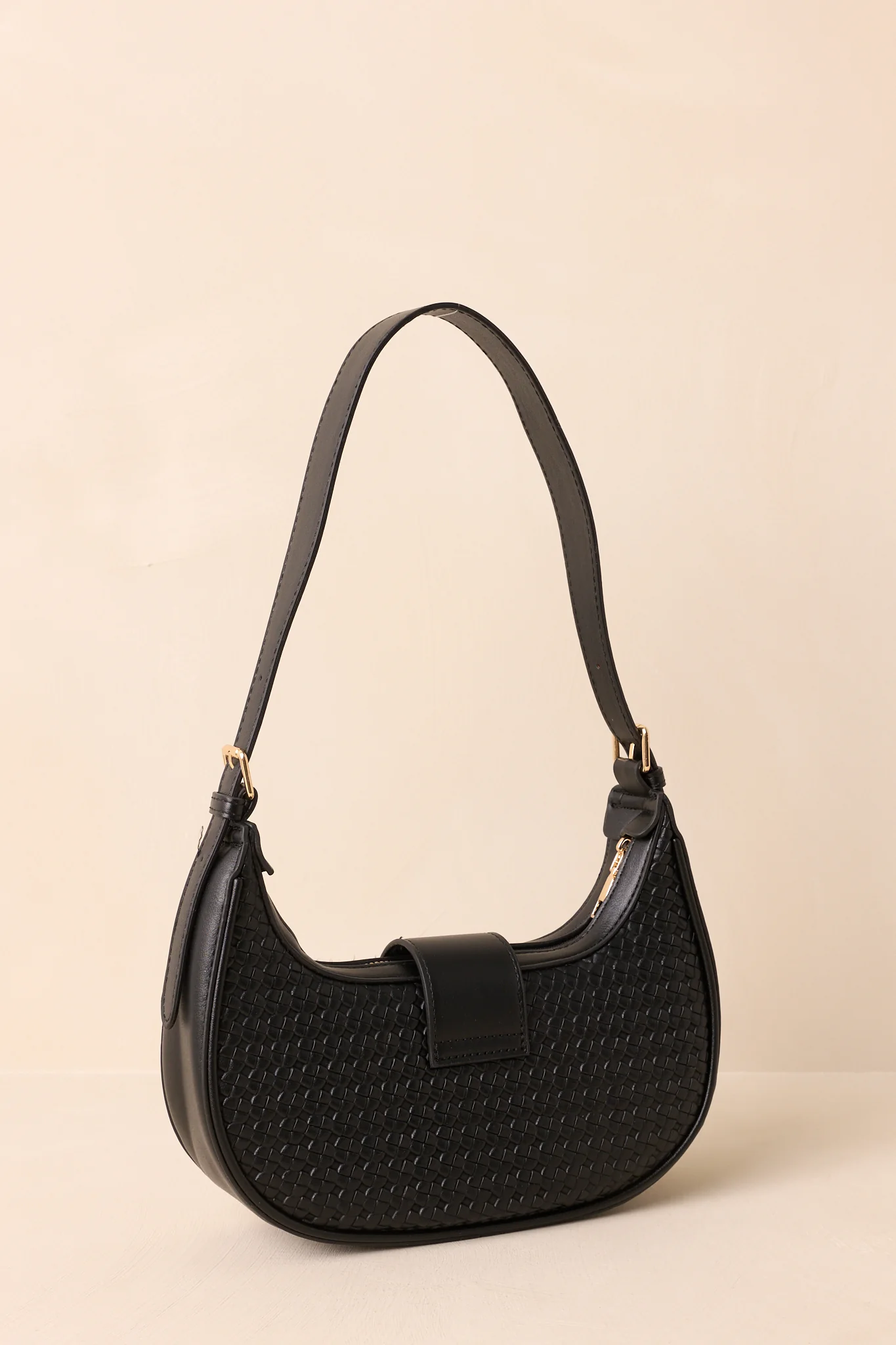 Trust Me On This One Black Woven Faux Leather Handbag