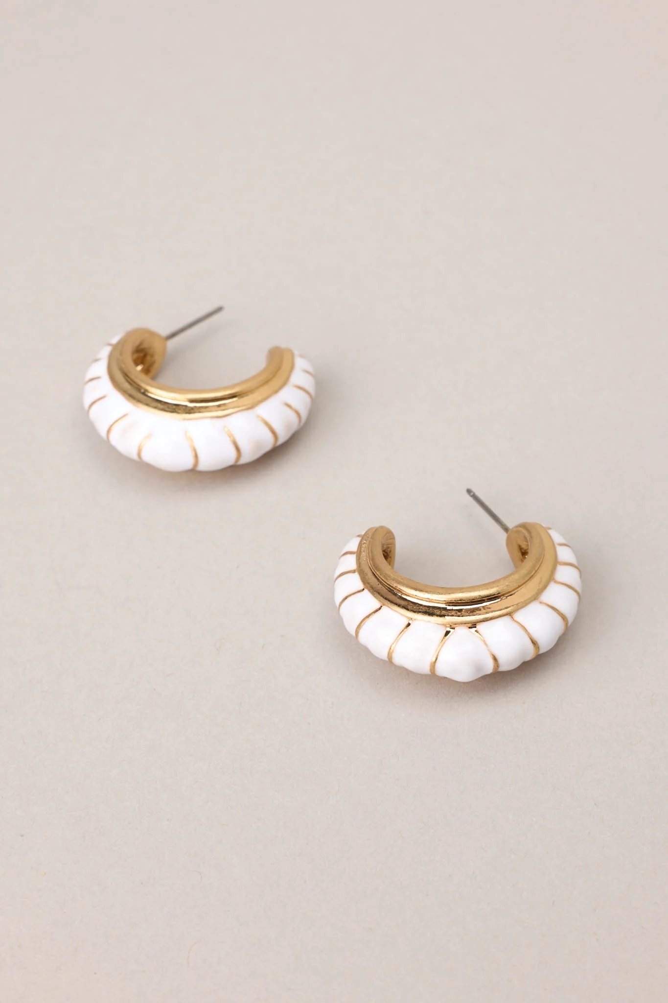 Turning The Page White Hoop Earrings