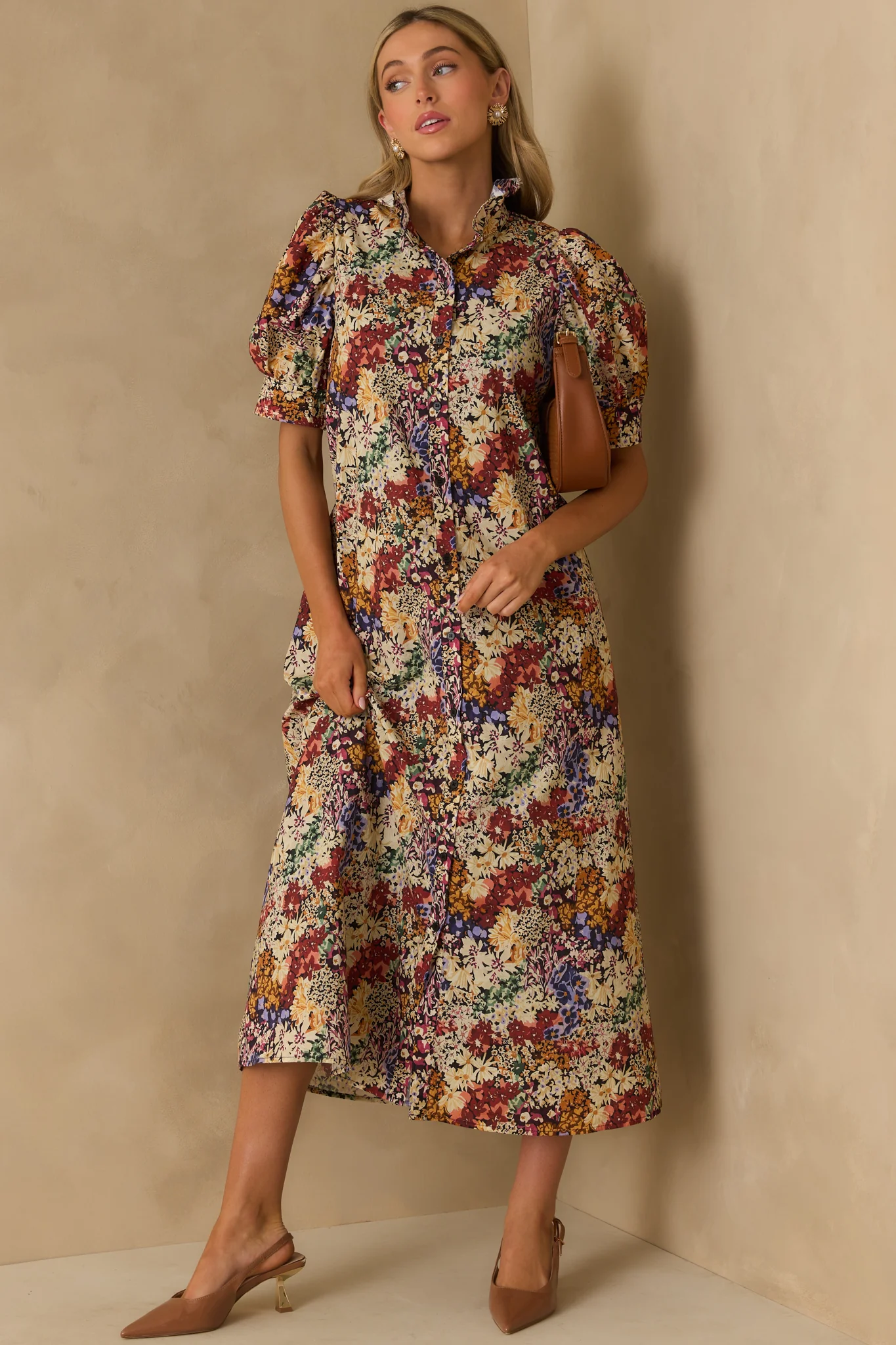 On Good Terms Ivory Multi Floral Print Cotton Maxi Dress