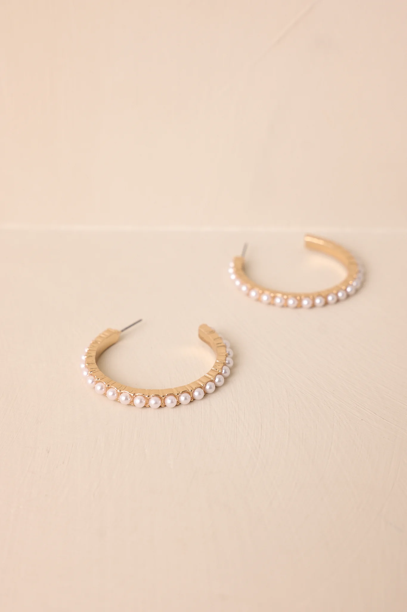 Bright Moments Ivory Faux Pearl Hoop Earrings