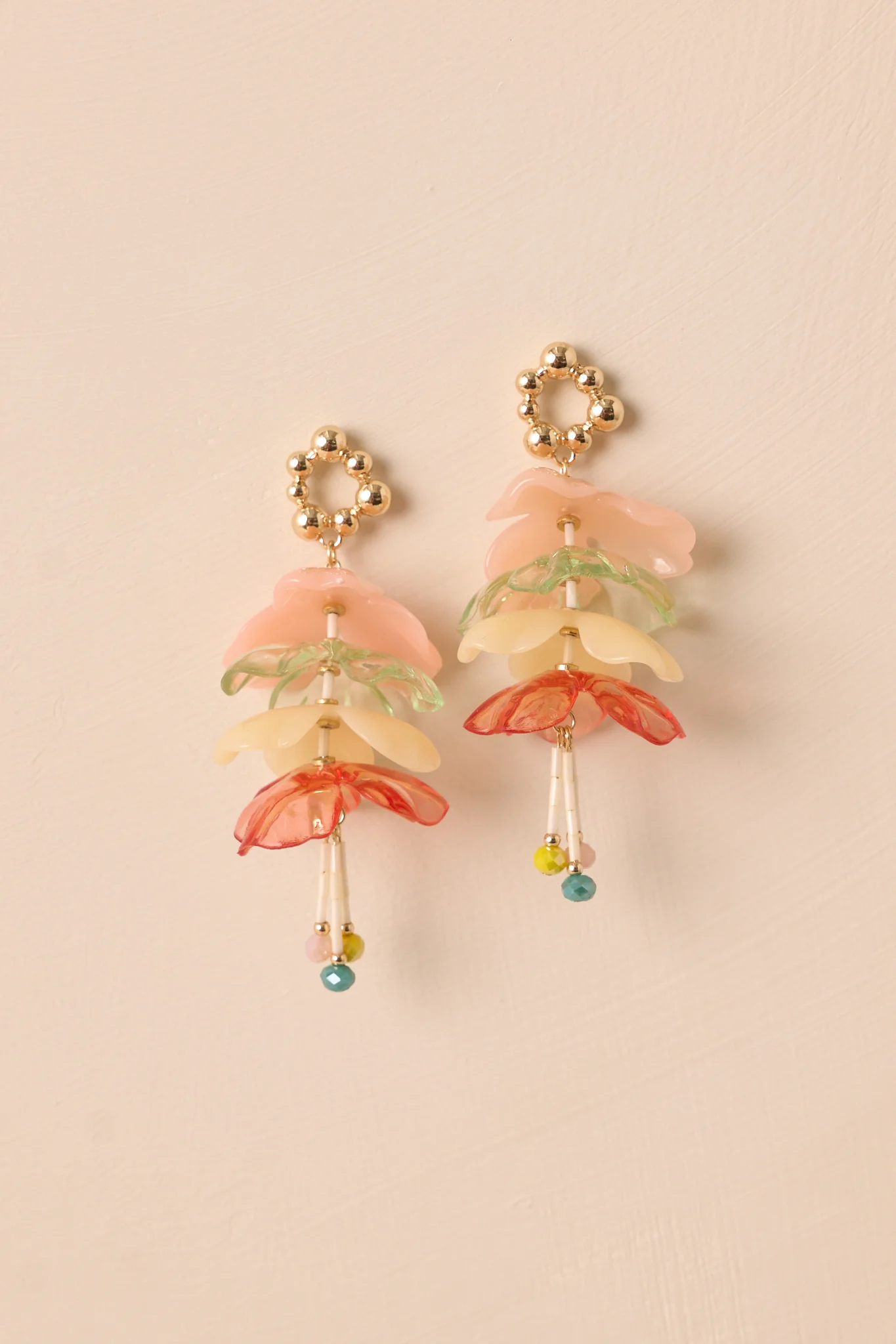 Summer Romance Pink Multi Flower Drop Earrings