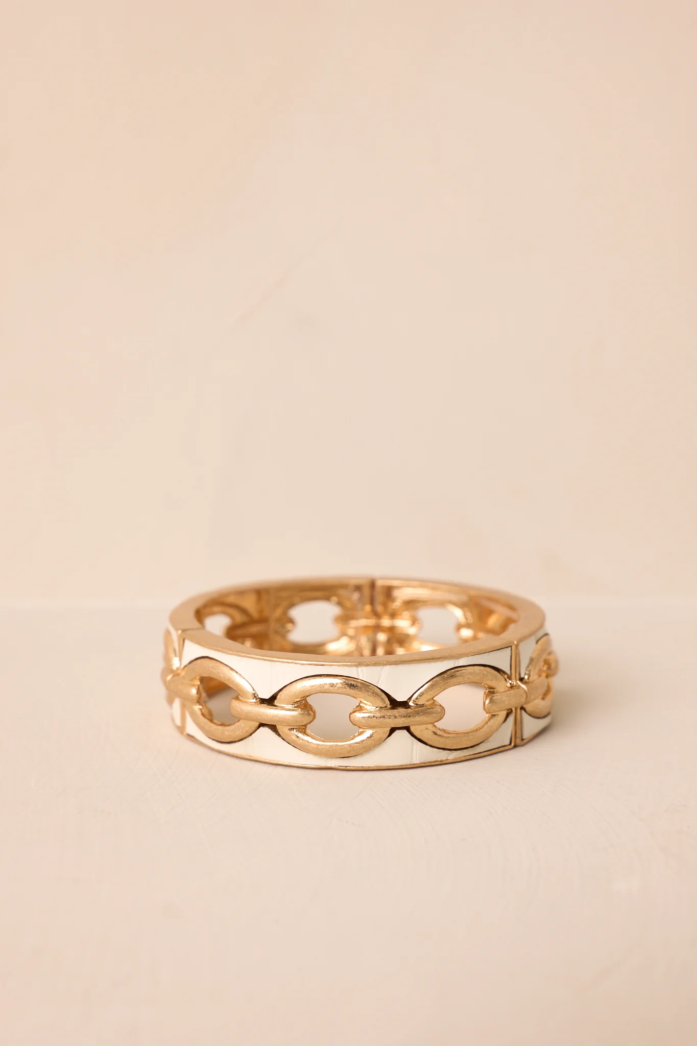 Shifting Stars Gold & Ivory Faux Leather Link Bracelet