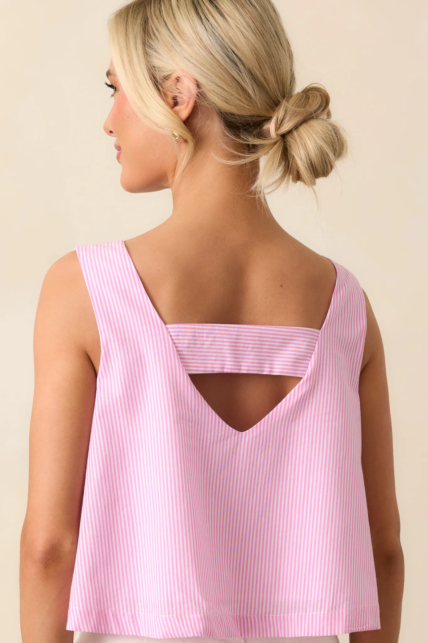 Pink Stripe Cotton Crop Top