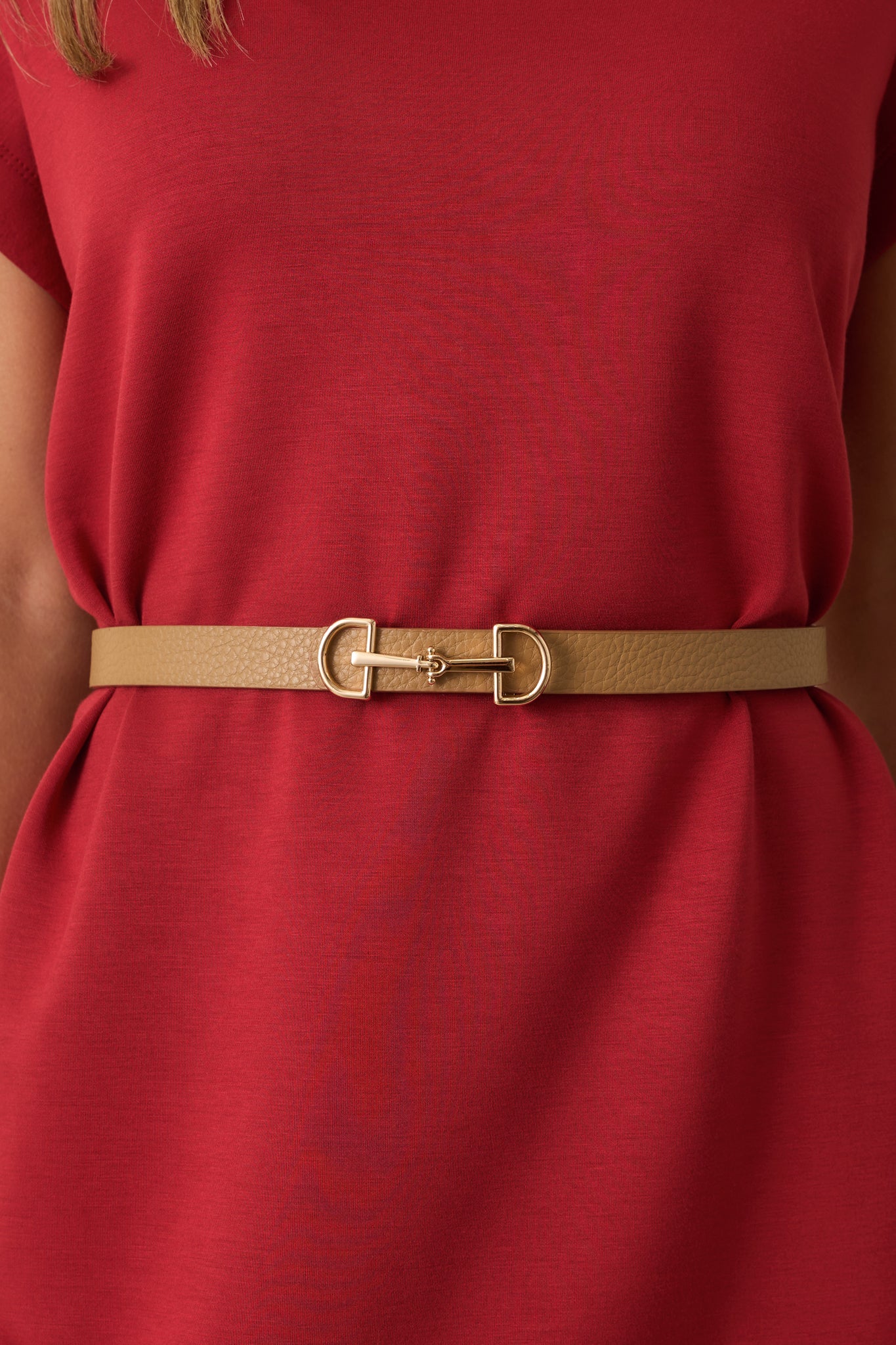 Endless Charm Camel Brown Textured Faux Leather Belt