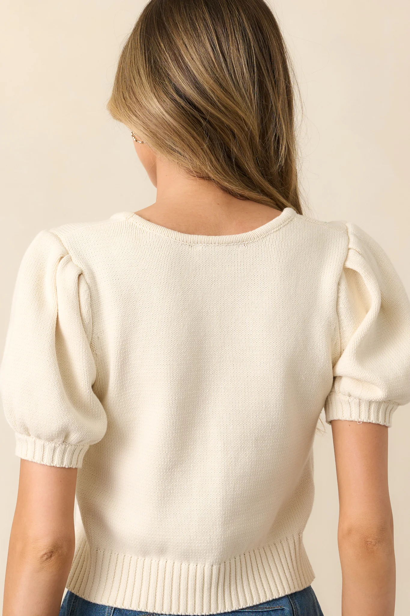 As The Story Unfolds Ivory Cherry Embroidered Knit Top