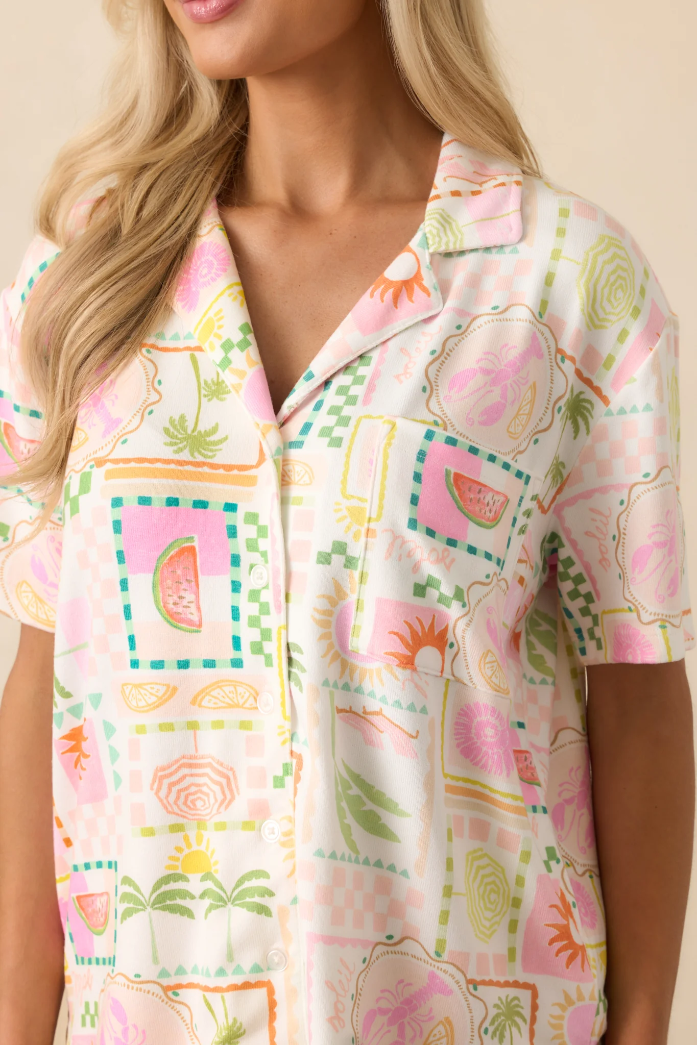 Z Supply White Tropical Print Beach Days Soleil Top