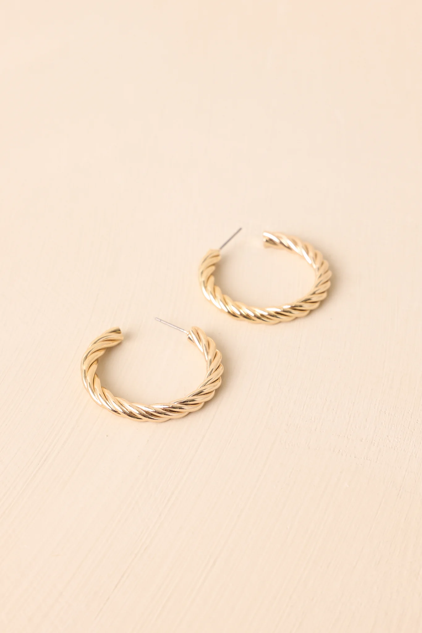 In a Good Place Gold Twisted Open Hoop Earrings