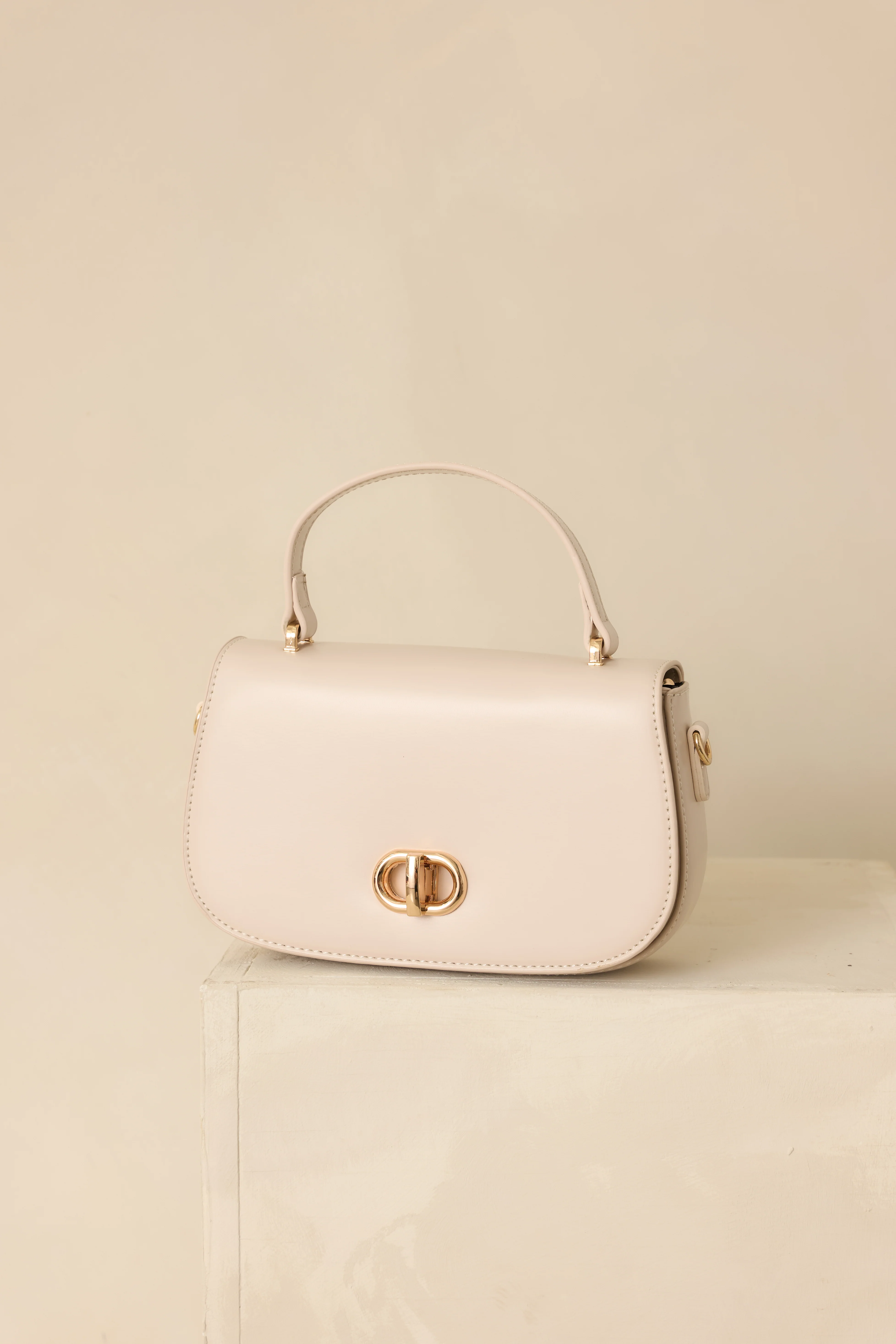 Comes Back Around Ivory Faux Leather Flap Closure Handbag
