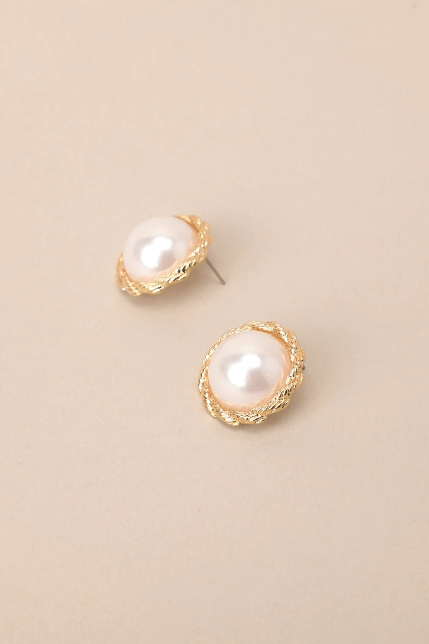 Peaceful Mind Gold and Pearl Stud Earrings