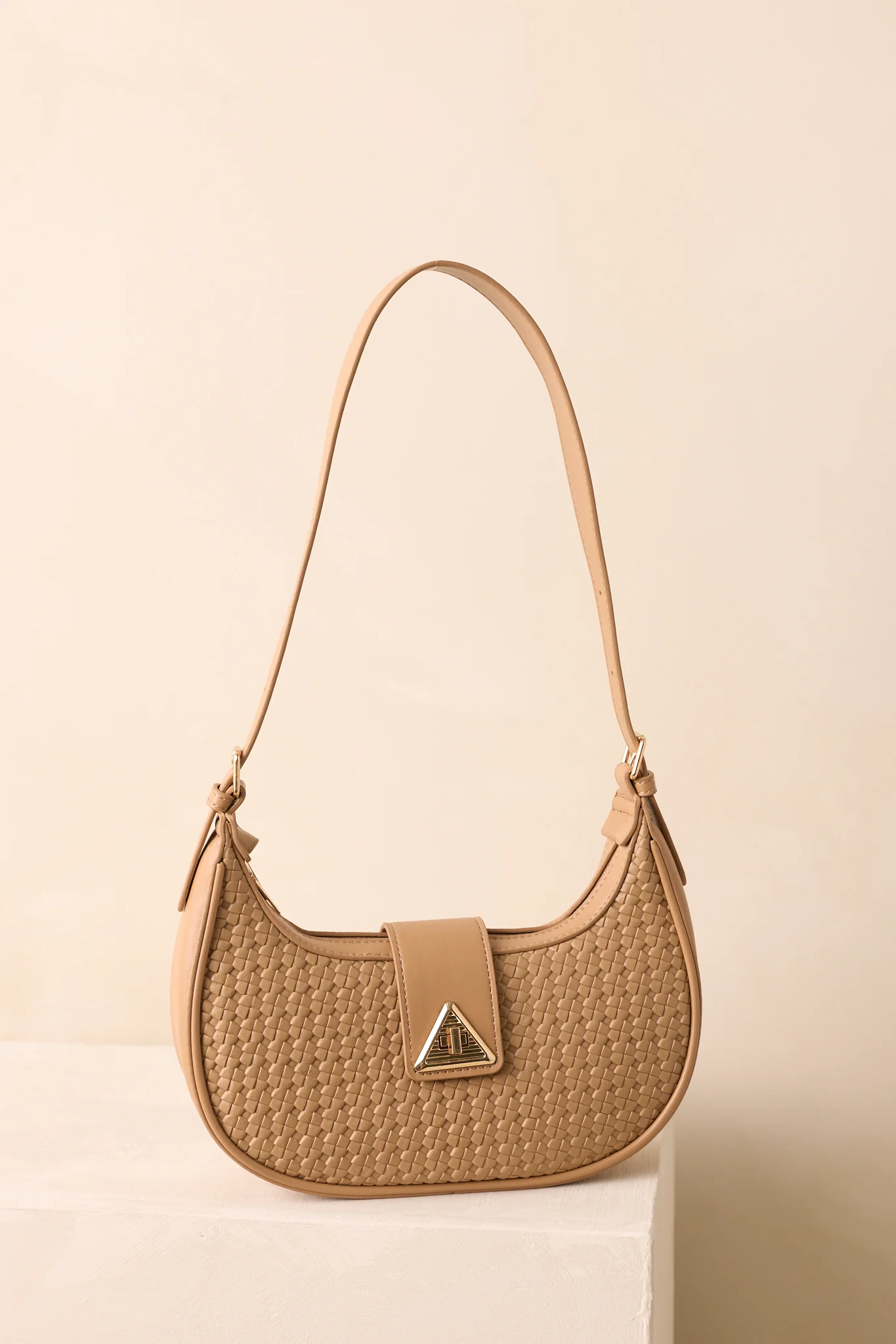 Trust Me On This One Beige Woven Faux Leather Handbag