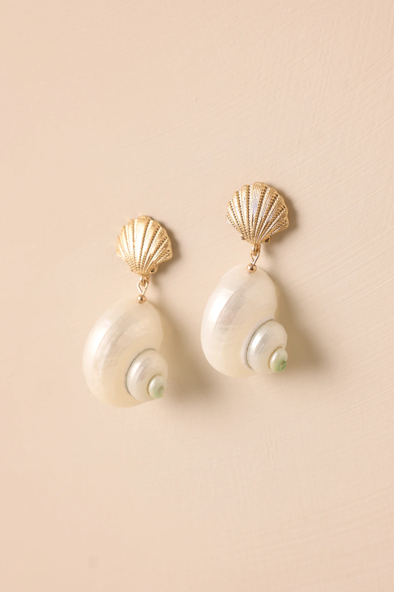 Loveline Ivory Pearl & Gold Seashell Drop Earrings