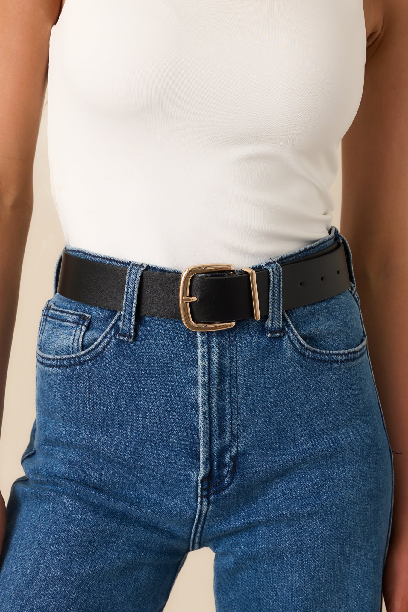 For The Right Moment Black Faux Leather Belt