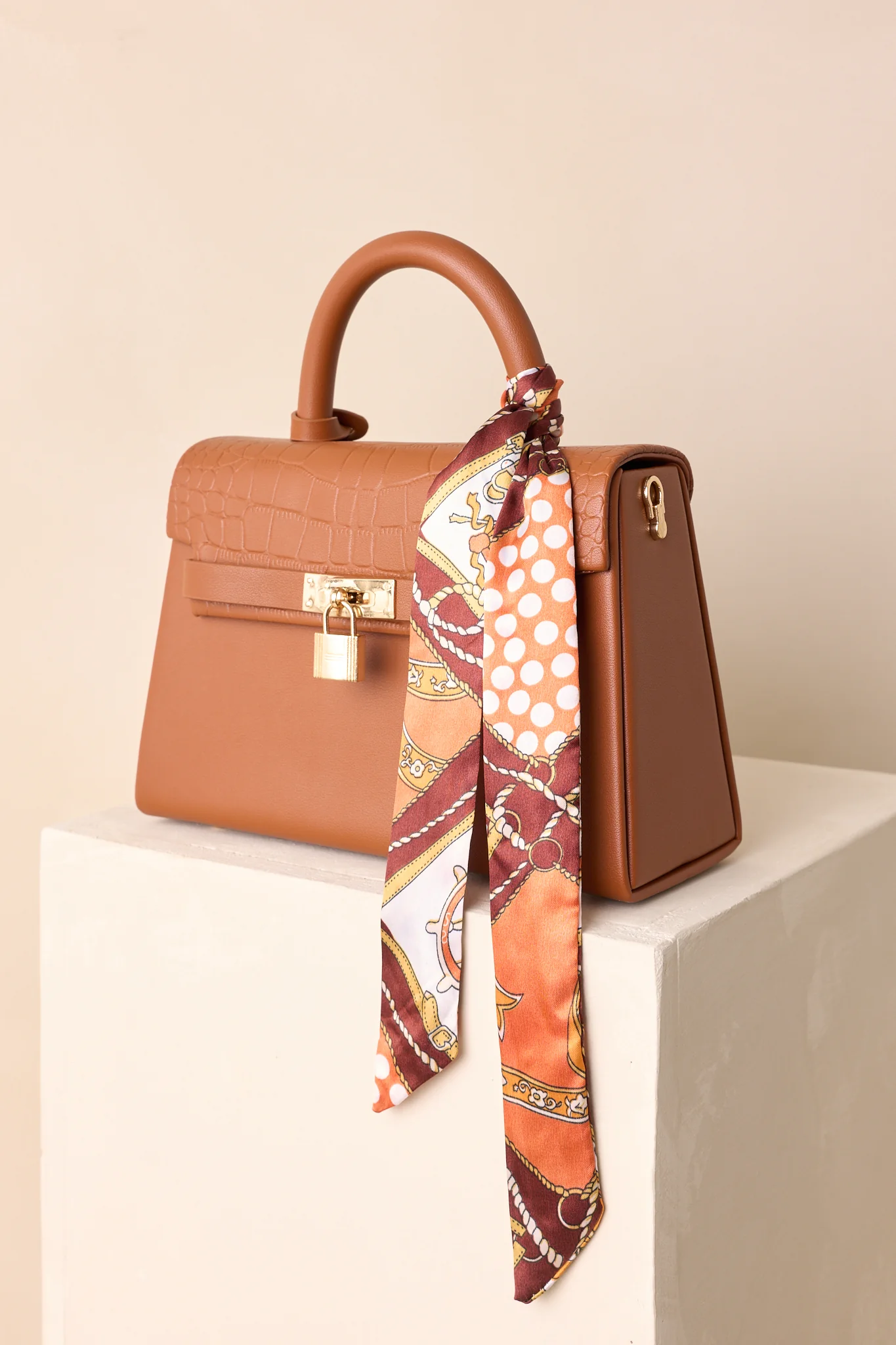 Same Time Tomorrow Brown Faux Leather Structured Handbag