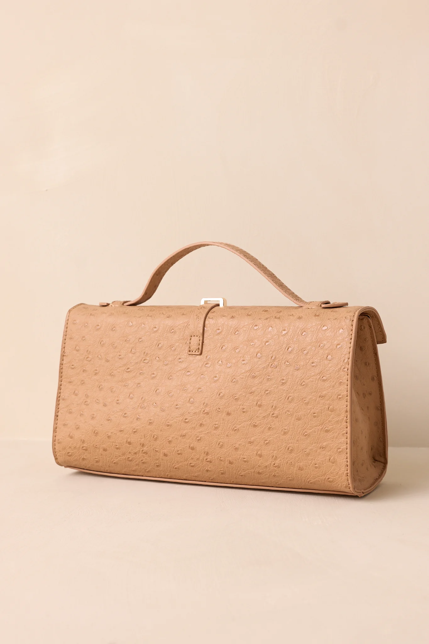 A Perfect Match Camel Ostrich Print Handbag