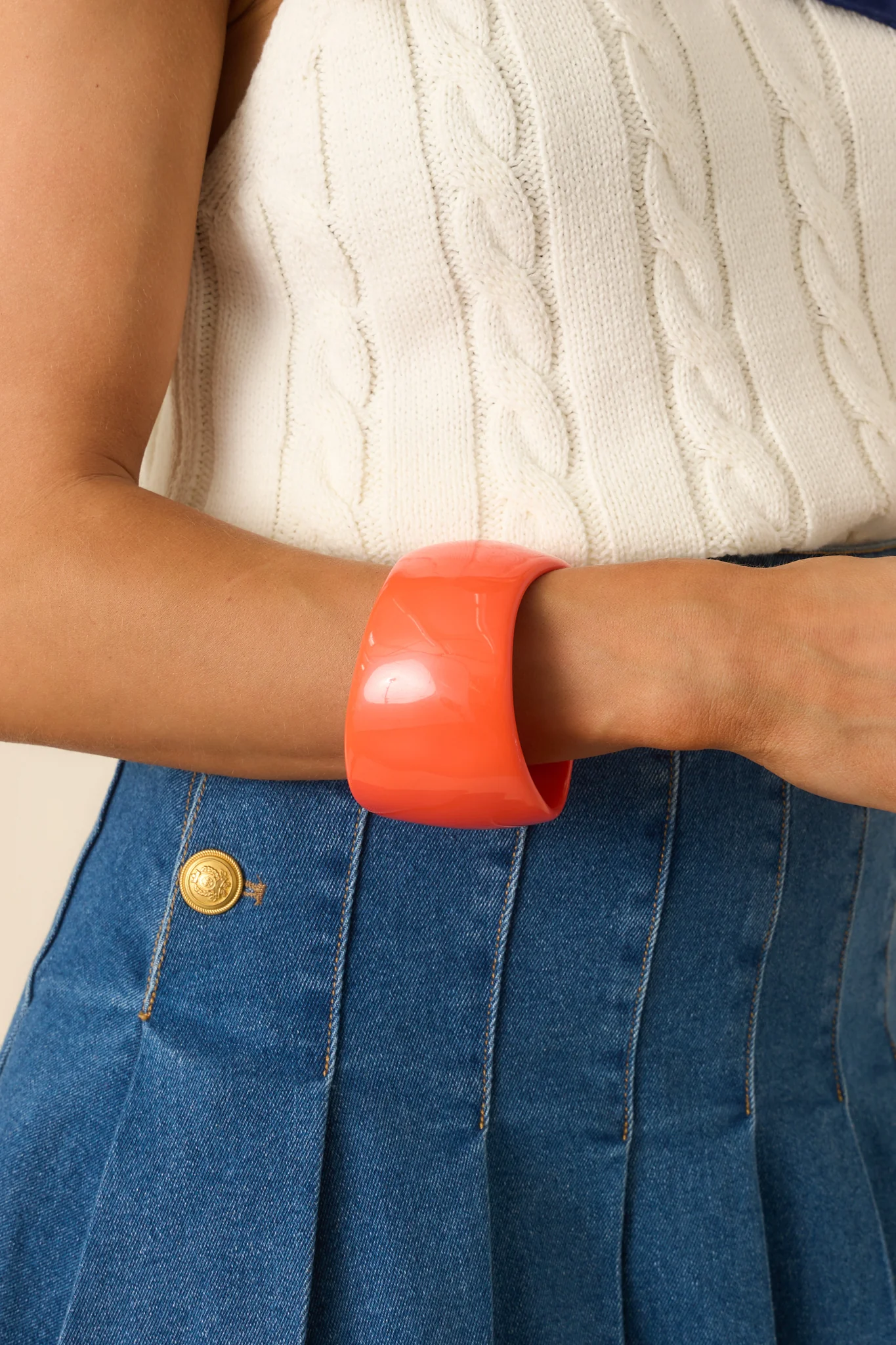 All In Your Hands Orange Sculptural Bangle Bracelet