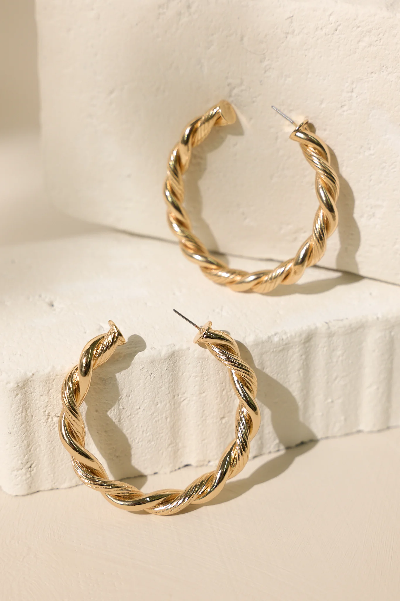 Gilded Grace Twisted Gold Hoop Earrings