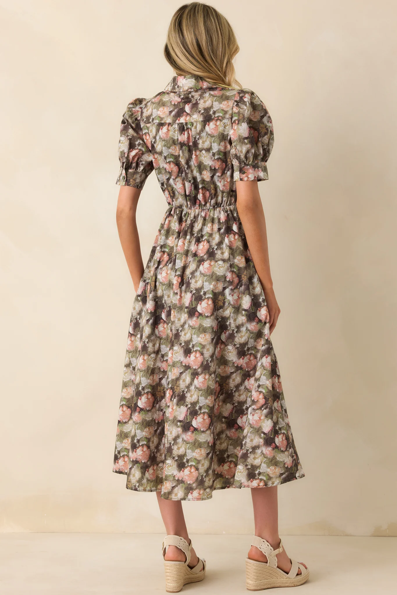 It All Worked Out Olive Green Multi Floral Print Cotton Maxi Dress