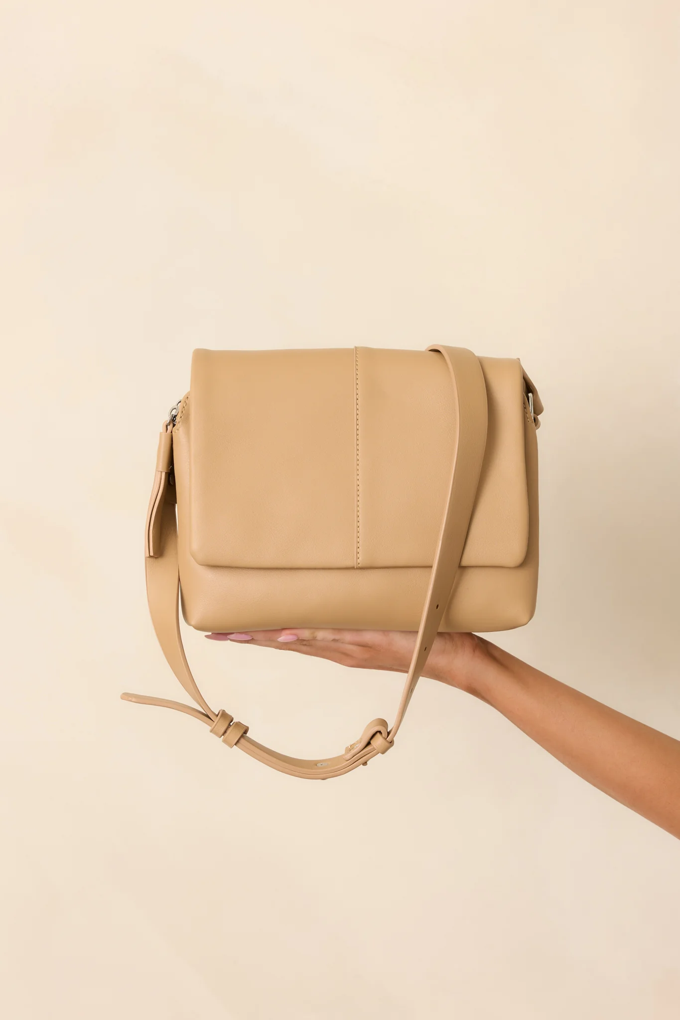 Tan Faux Leather Crossbody Handbag